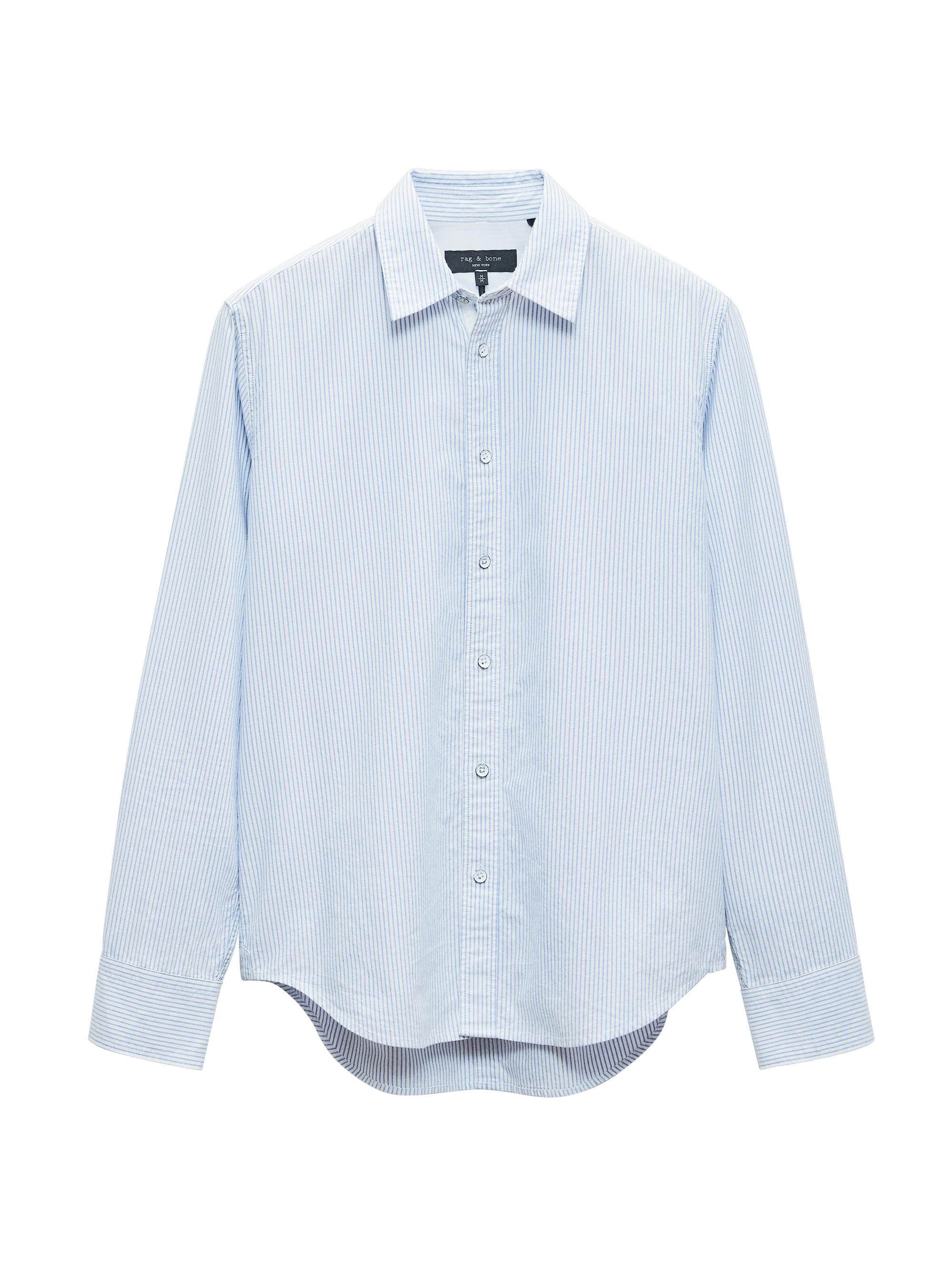 rag & bone Men's Tomlin Pinstriped Cotton Oxford Shirt - Light Blue Stripe