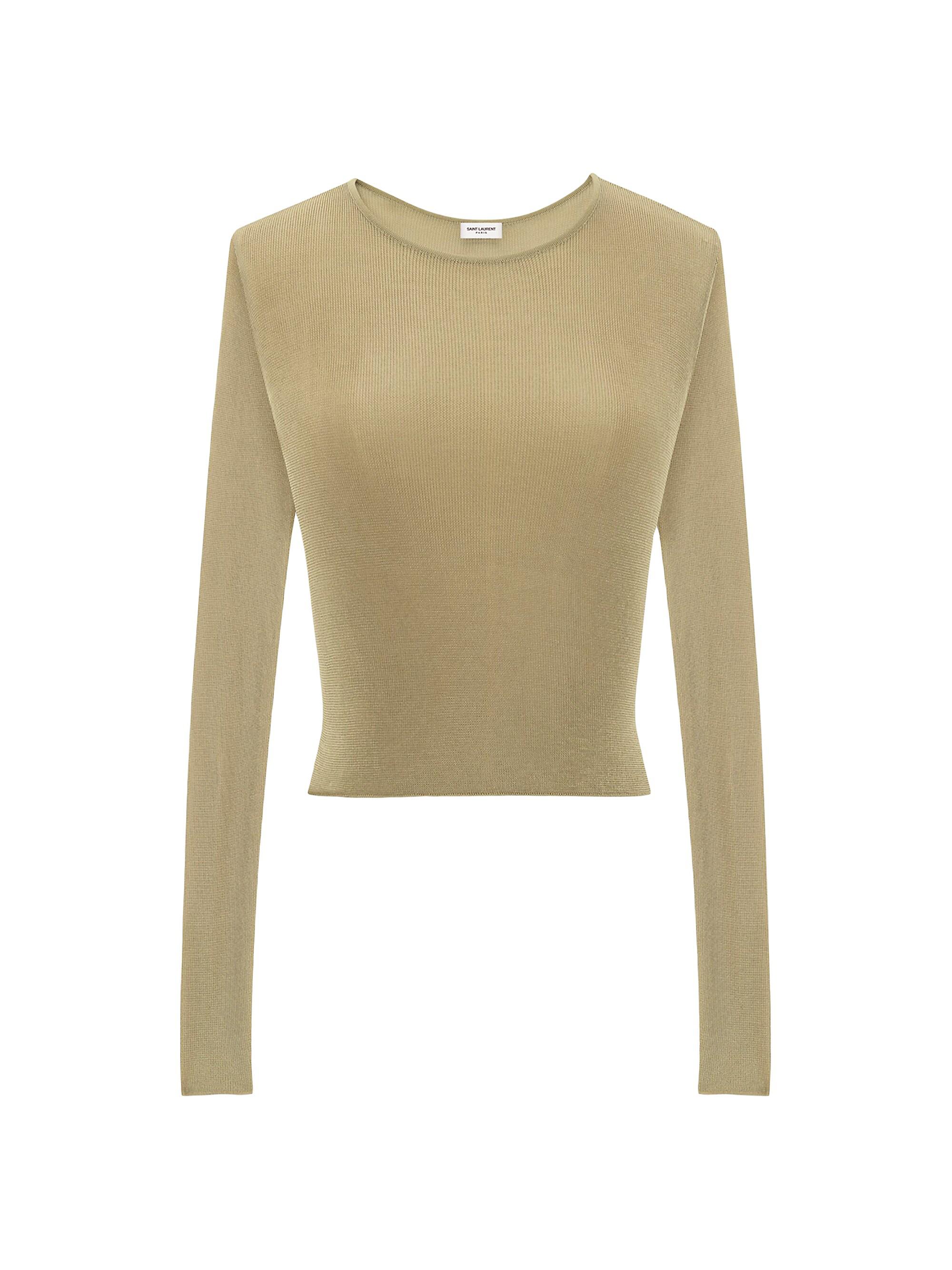 Saint Laurent Women's Cropped Top in Ribbed Knit - Black