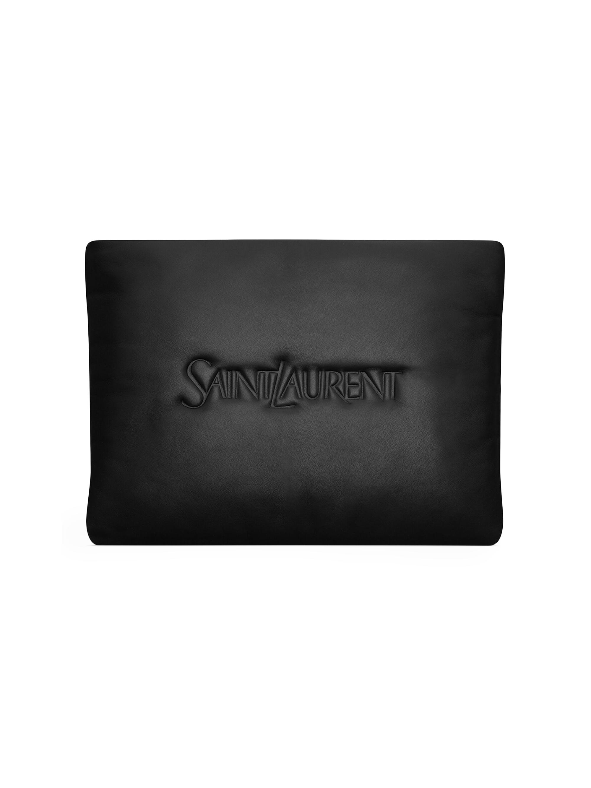 Saint Laurent Men's  Puffy Pouch In Lambskin - Black