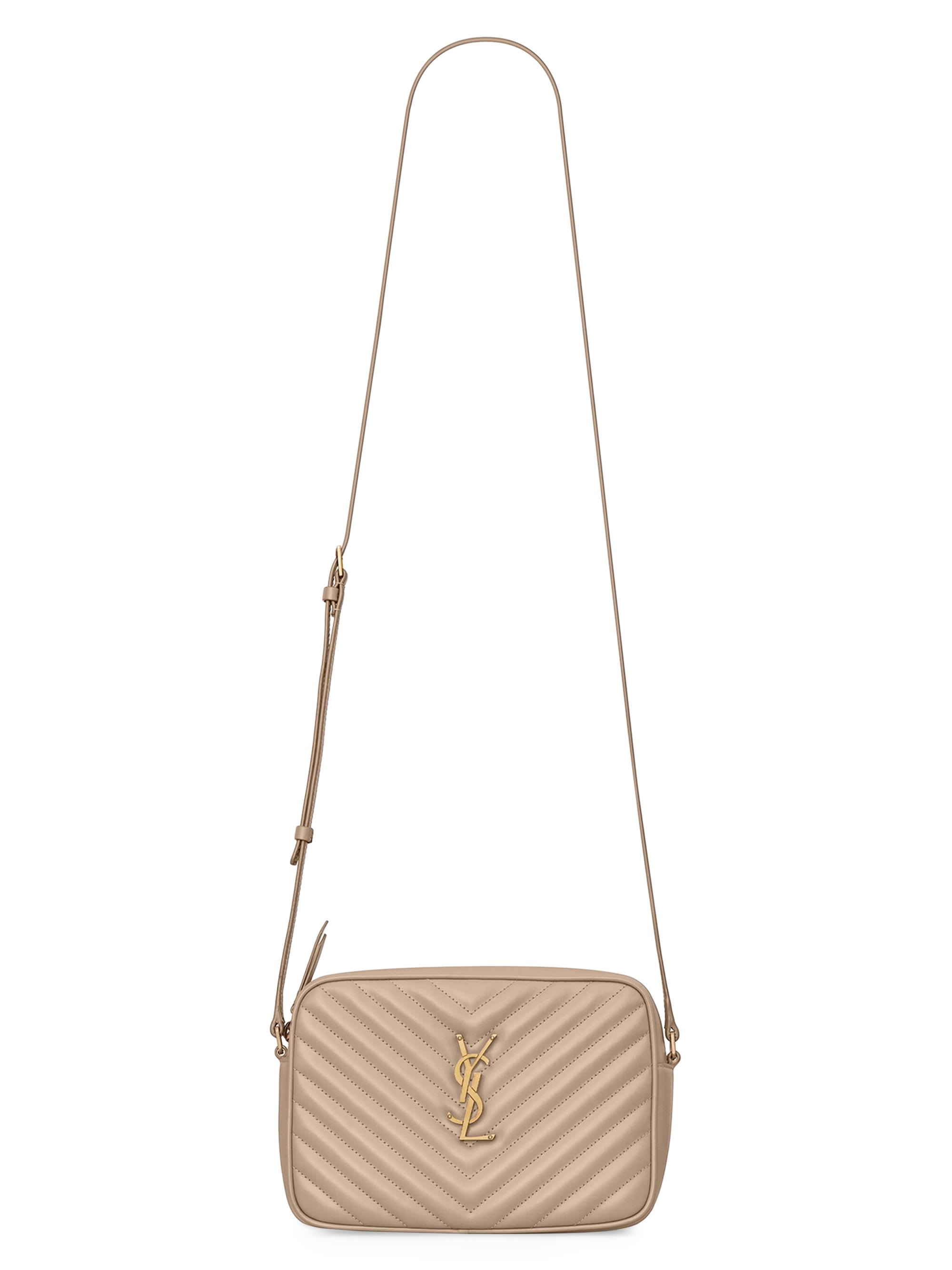 Saint Laurent Women's Lou Camera Crossbody Bag in Quilted Leather - Dark Beige