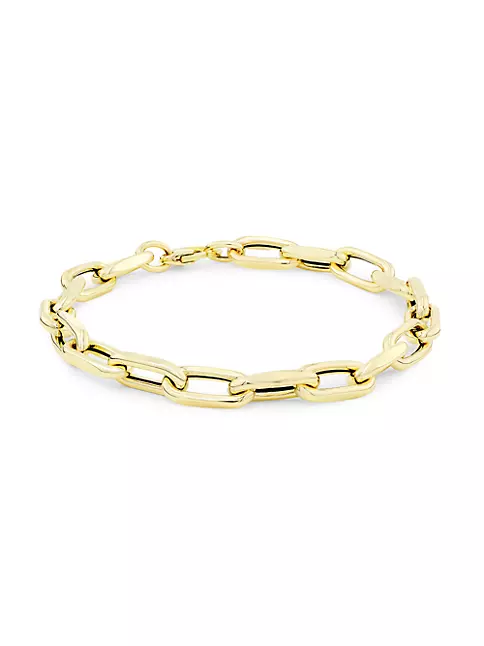 14K Yellow Gold Paper Clip Chain Bracelet