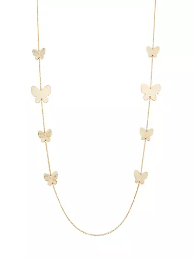 14K Yellow Gold Butterfly Chain Necklace