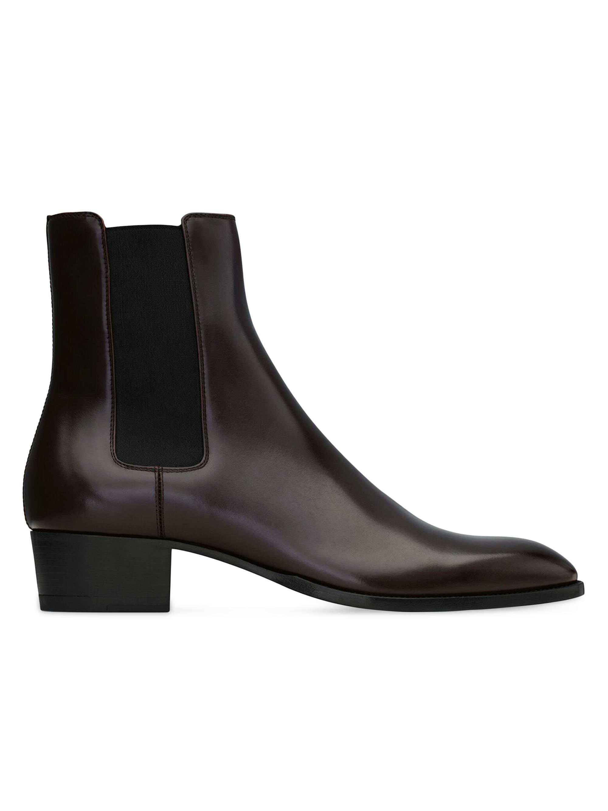 Saint Laurent Men's Wyatt Chelsea Boots In Smooth Leather - Brun Fonce