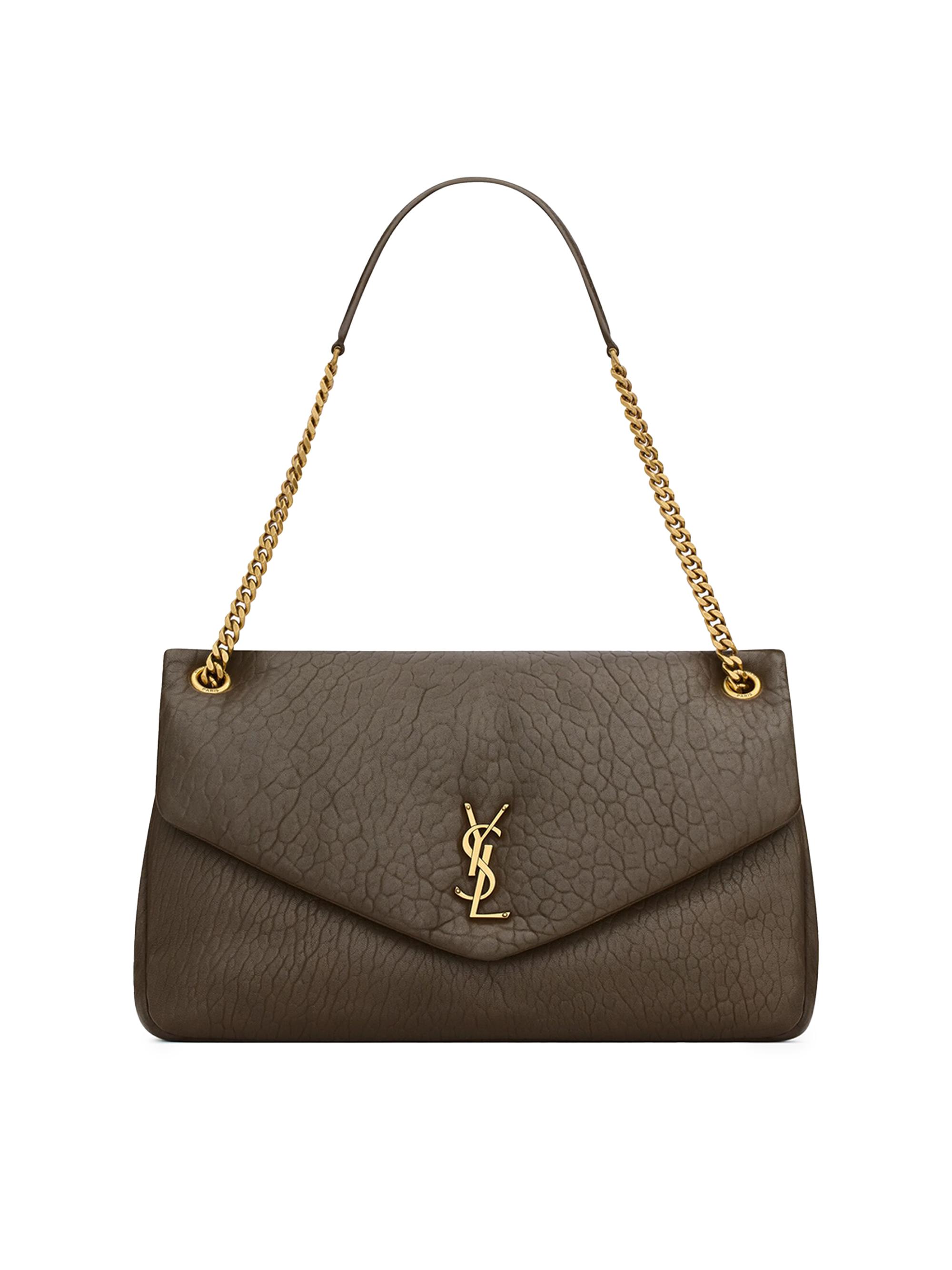 Saint Laurent Women's Calypso  Bag in Grained Lambskin - Light Musk