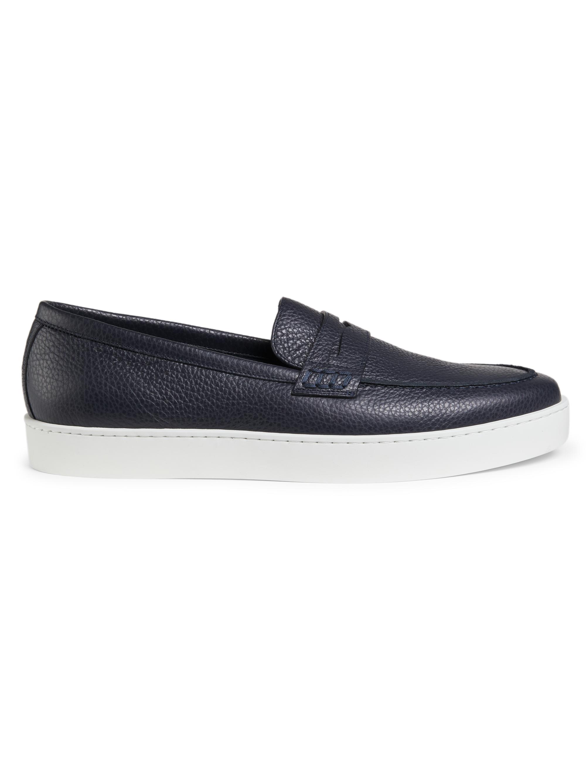 Manolo Blahnik Men's Ellis Grained Leather Loafers - Navy