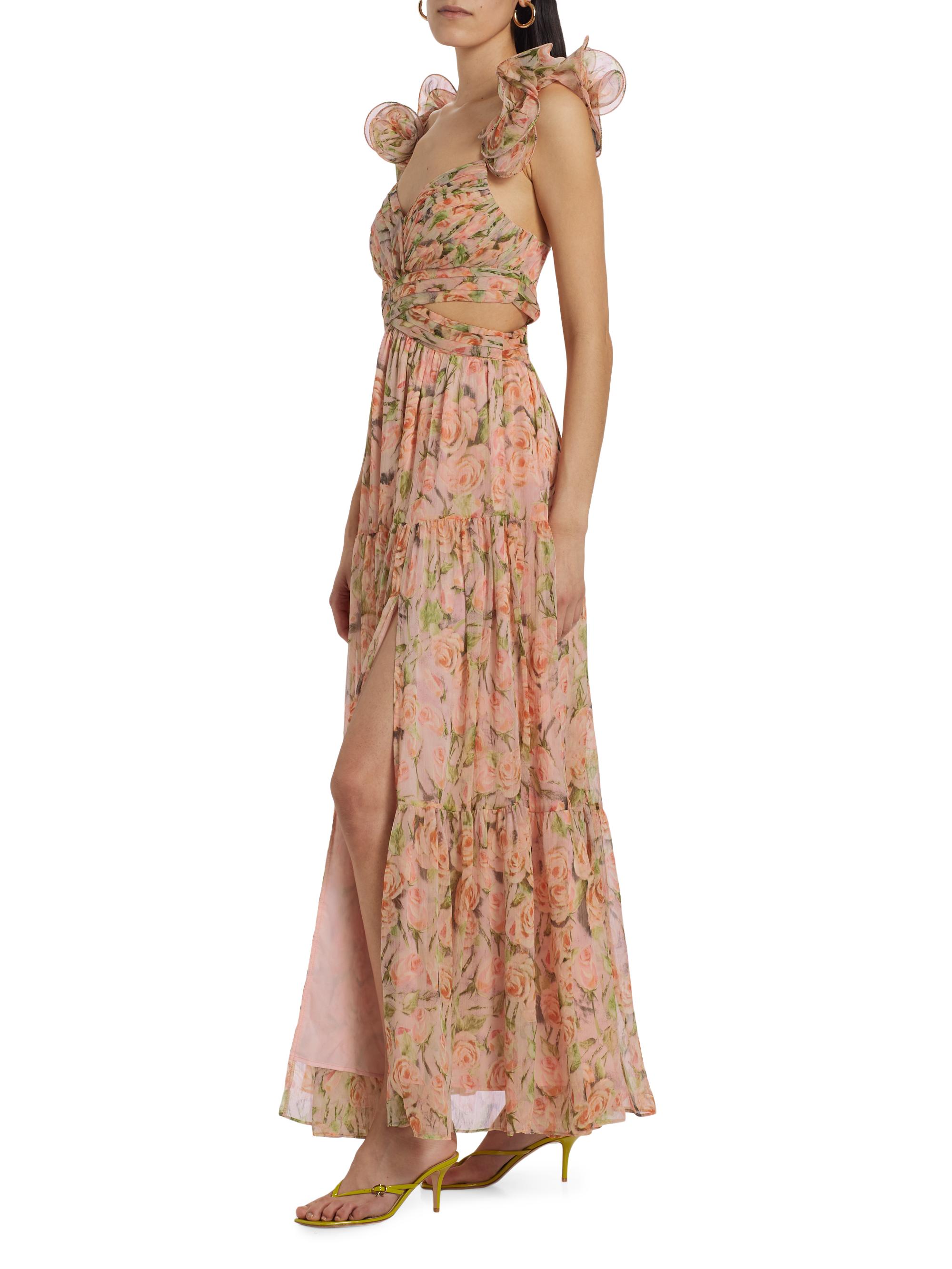 Shop ASTR The Label Fritillaria Floral Cut-Out Maxi Dress | Saks 