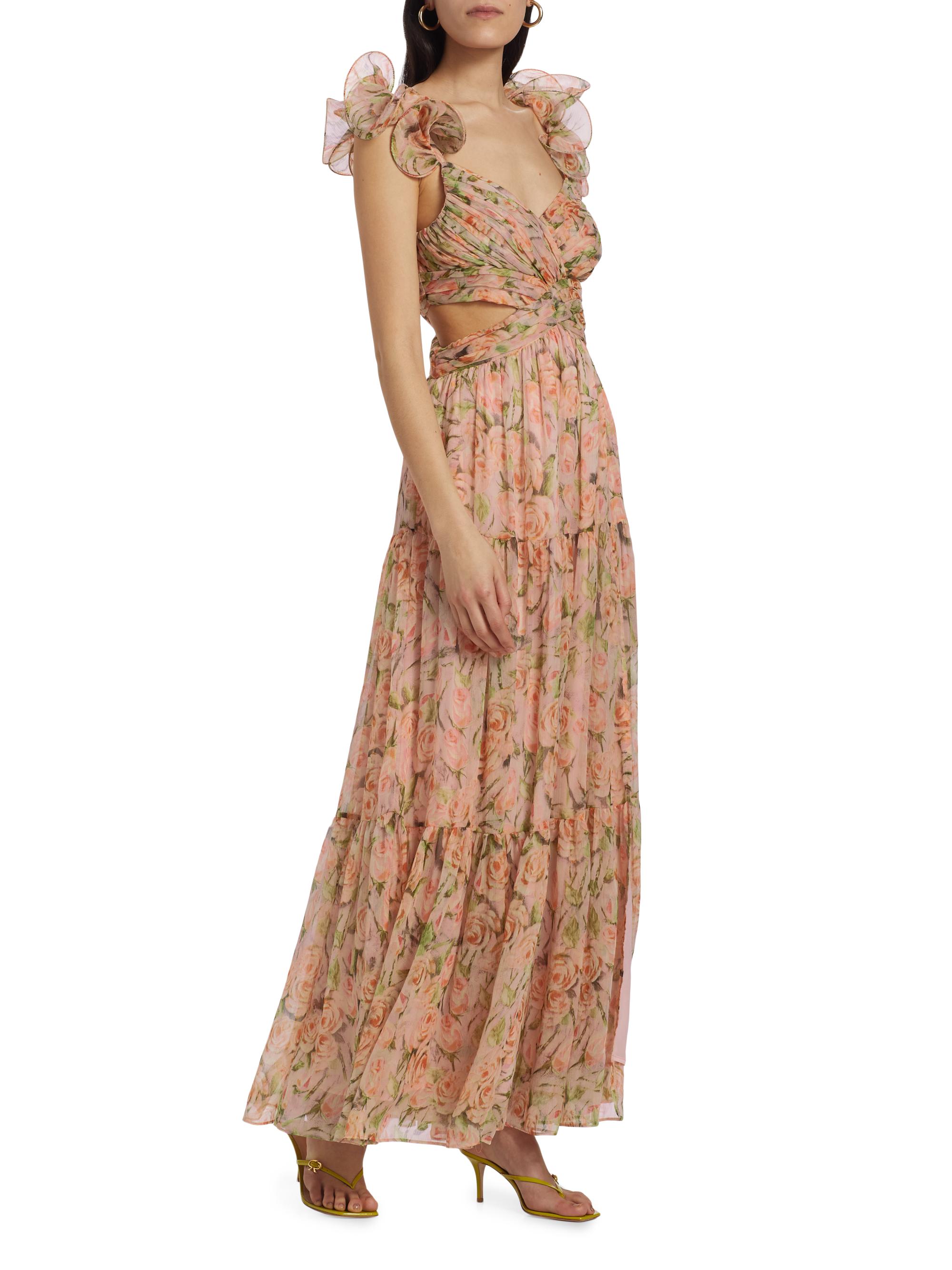 Shop ASTR The Label Fritillaria Floral Cut-Out Maxi Dress | Saks 