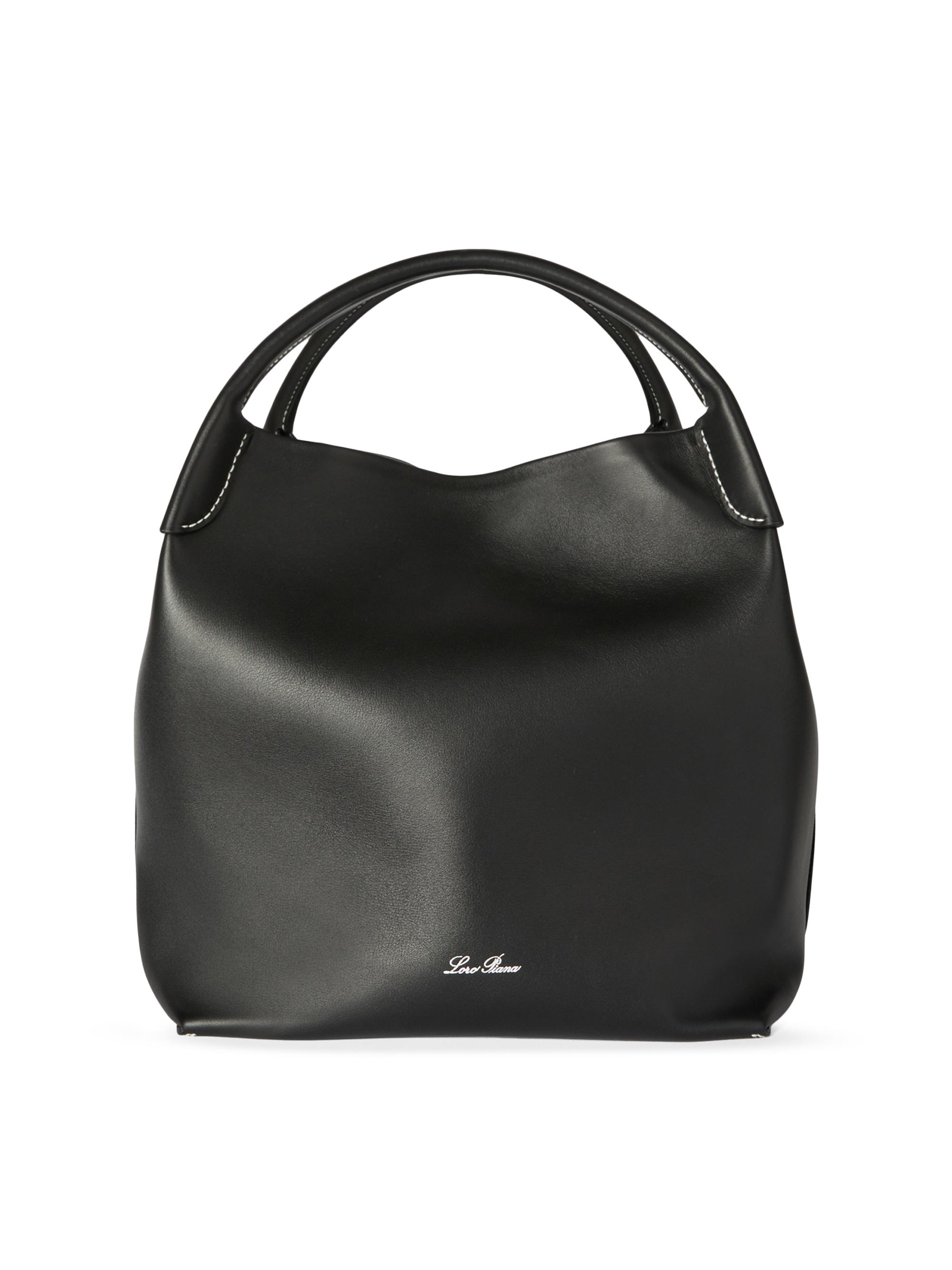 Loro Piana Women's Bale  Rounded Leather Bag - Black