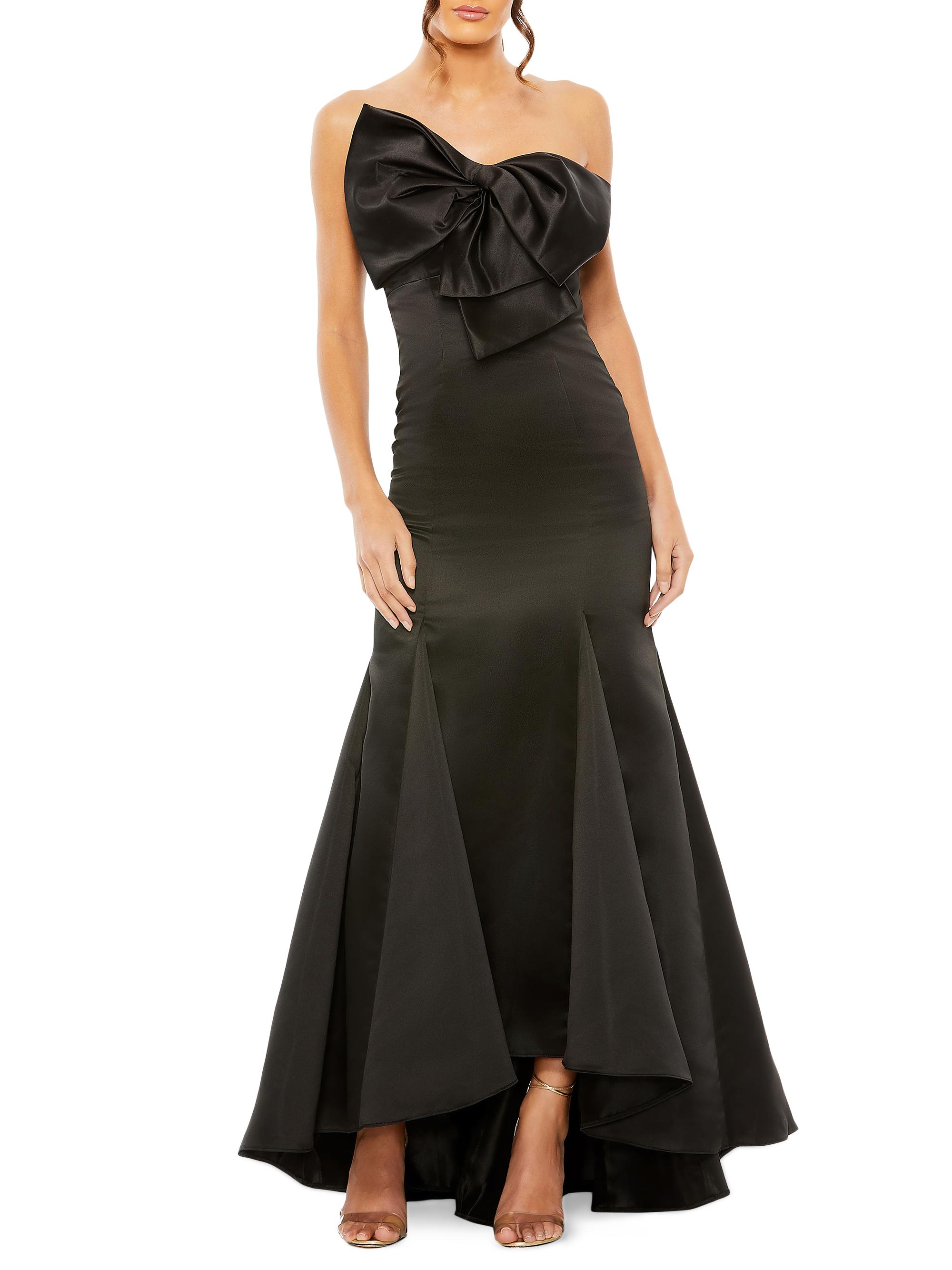 Mac Duggal Women's Satin Strapless Bow Mermaid Gown - Black