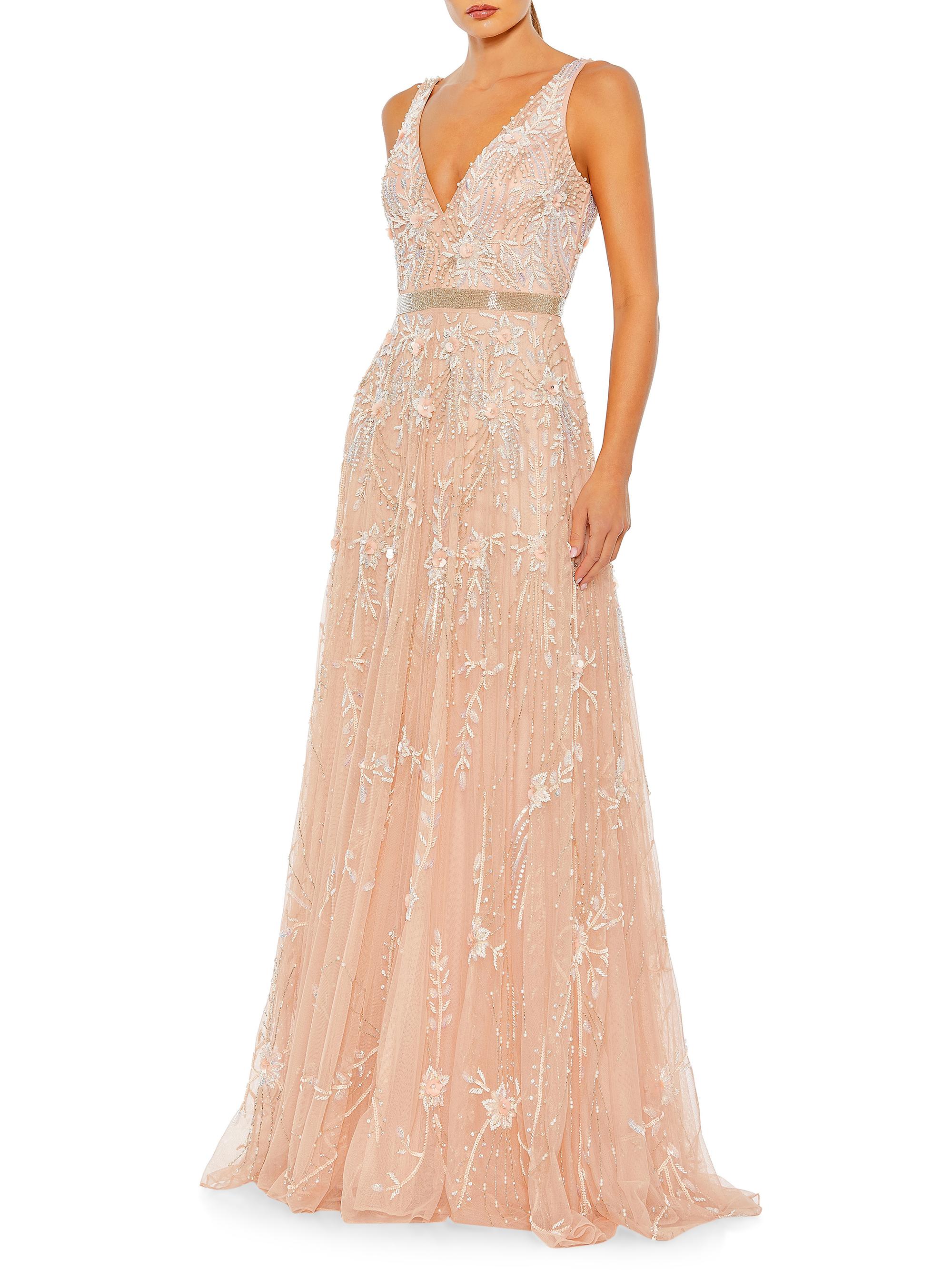 Mac Duggal Women's Embellished Tulle Long Gown - Blush