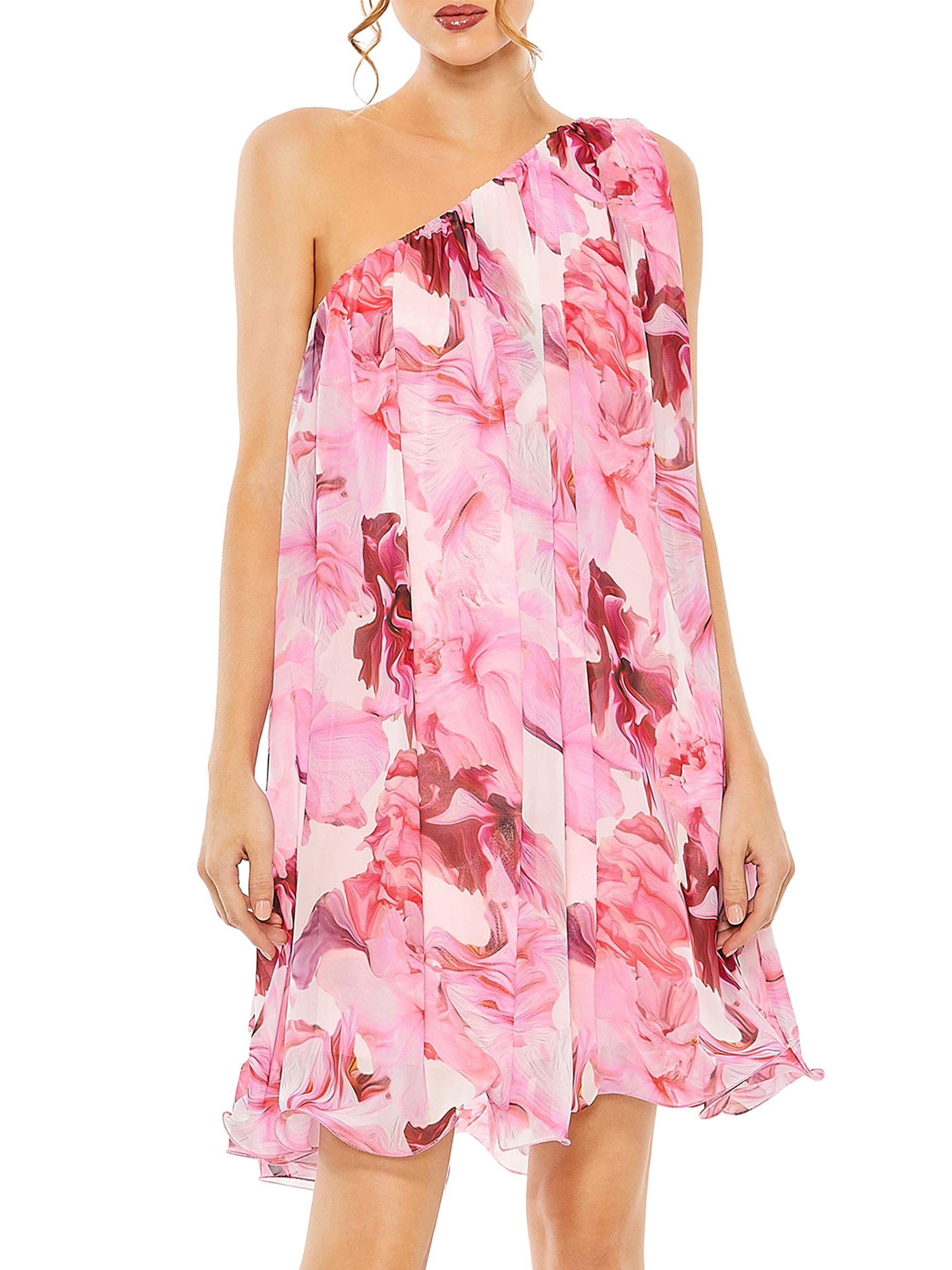 Mac Duggal Women's Floral One-Shoulder Flowy Minidress - Pink Multi