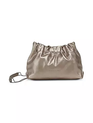 Lamé Calfskin Soft Bag With Precious Chain