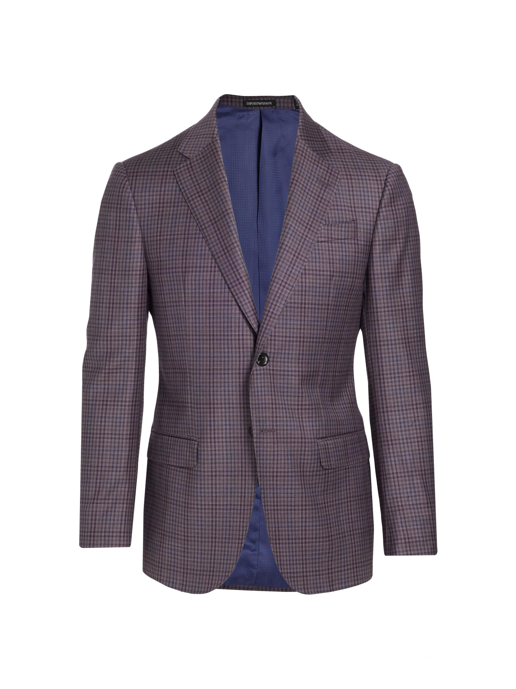 Emporio Armani Men's Plaid Wool Two-Button Blazer - Rose