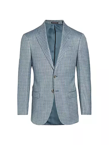 Plaid Wool Two-Button Blazer
