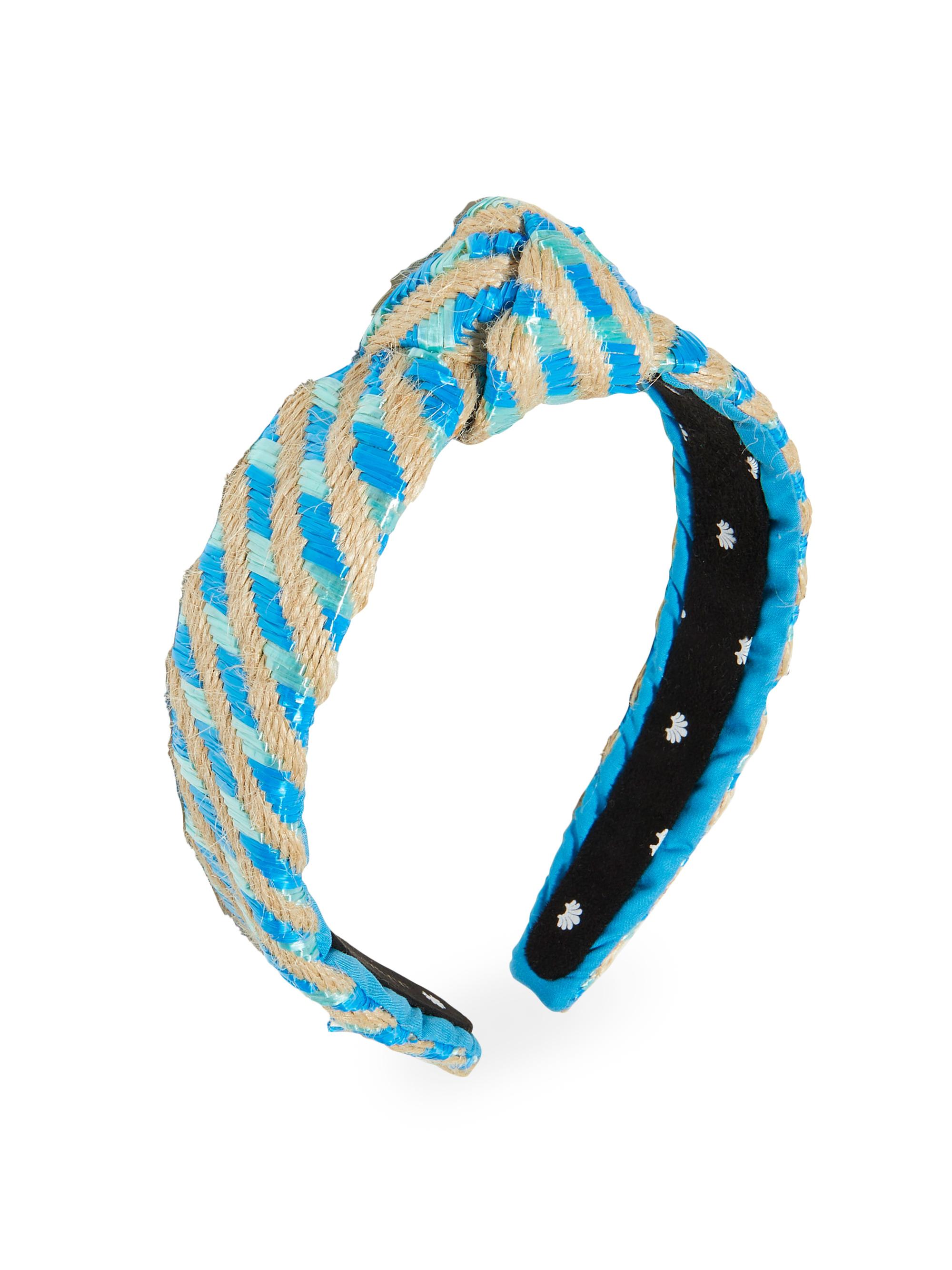 Lele Sadoughi Women's Slim Knotted Raffia Headband - Ocean Stripe