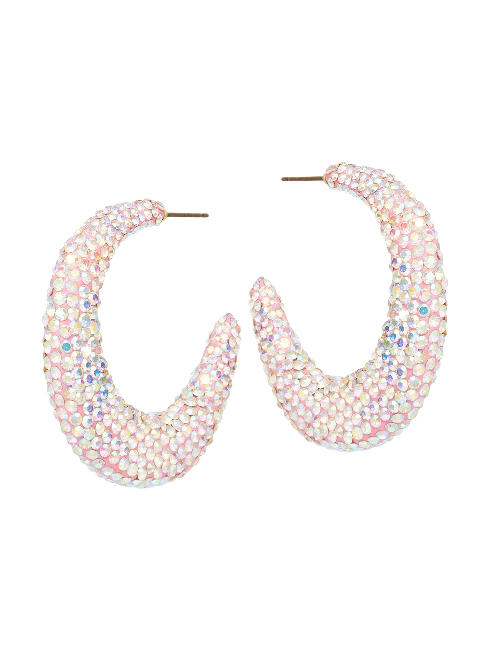 Lele Sadoughi Women's Archer Goldtone & Crystal Hoop Earrings - Holographic Crystal
