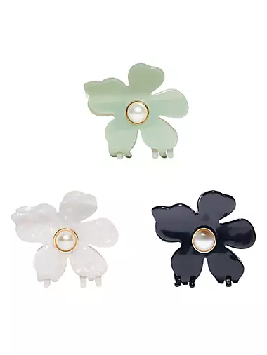 Lily 3-Piece Imitation-Pearl-Embellished Hair Claw Clip Set