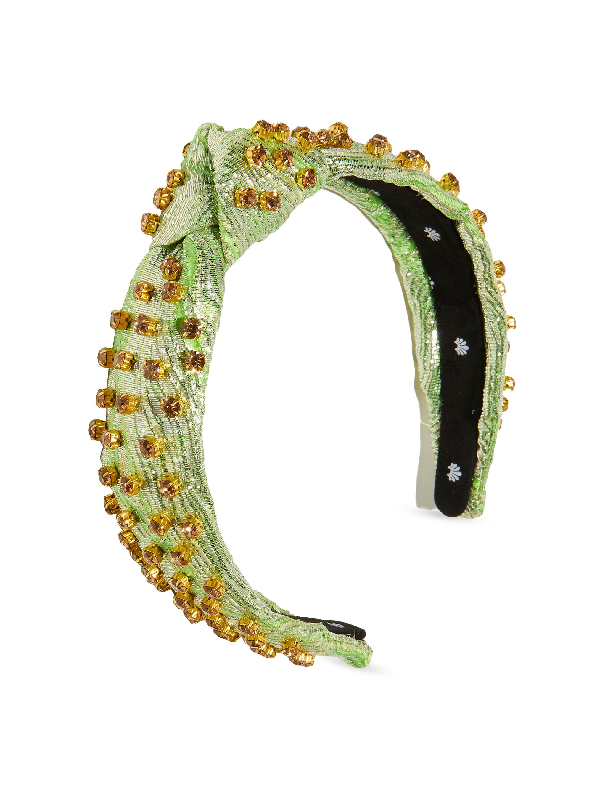 Lele Sadoughi Women's Slim Knotted Embellished Brocade Headband - Parakeet