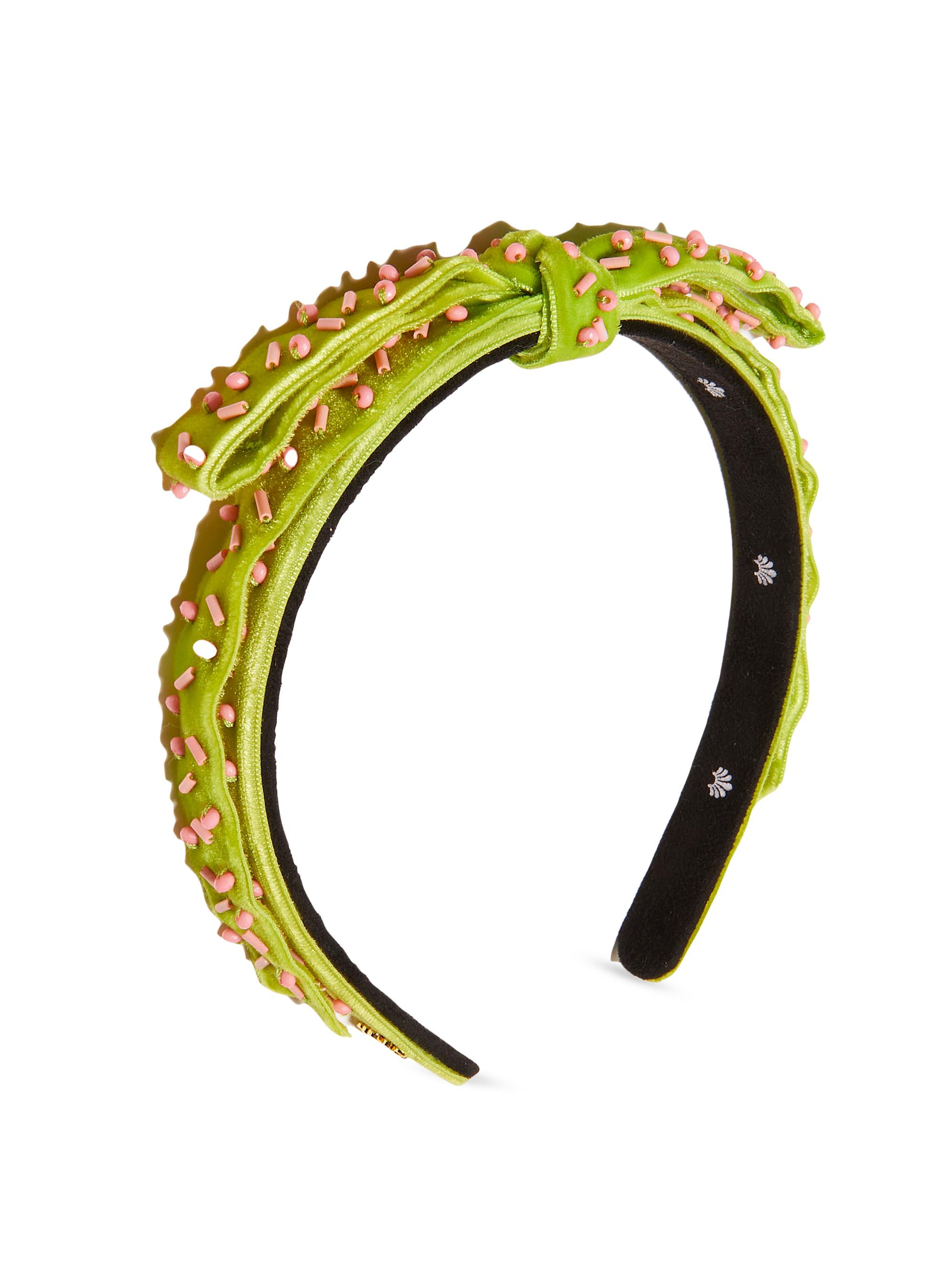 Lele Sadoughi Women's Bardot Slim Embellished Velvet Headband - Parakeet