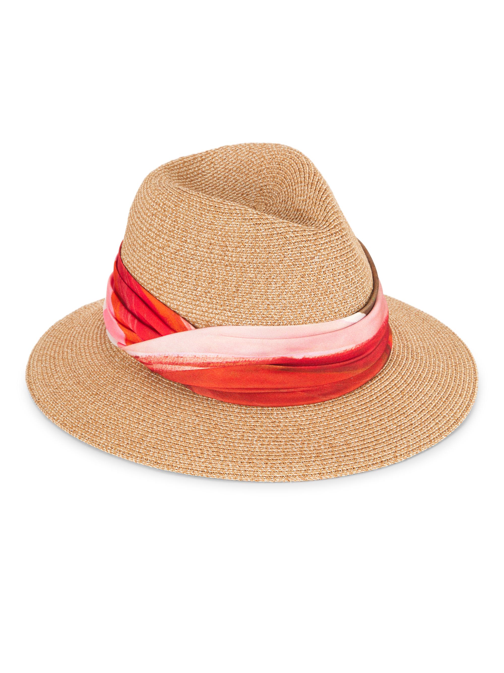 Eugenia Kim Women's Lillian Packable Straw Fedora - Sand Pink Multi