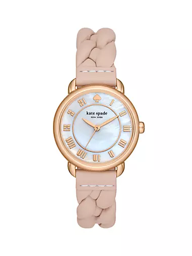 Lily Avenue Rose-Goldtone & Leather Three-Hand Watch