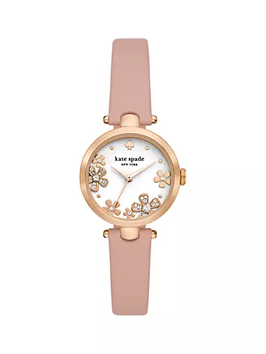 Holland Rose Goldtone & Pink Leather Watch