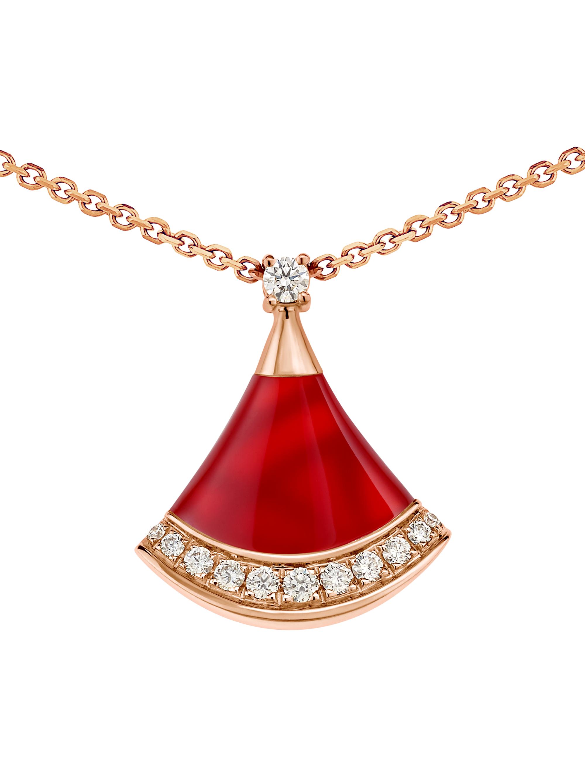 BVLGARI Women's Divas'Dream 18K Rose Gold, Carnelian & 0.13 TCW Diamond Pendant Necklace - Pink Gold