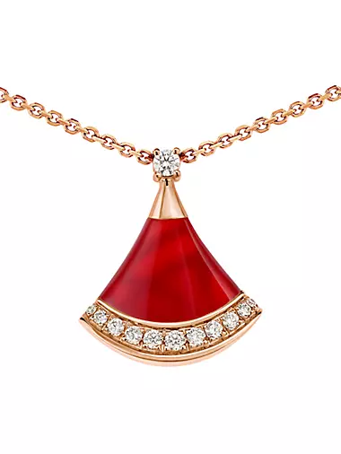 Divas' Dream 18K Rose Gold, Carnelian & 0.13 TCW Diamond Pendant Necklace