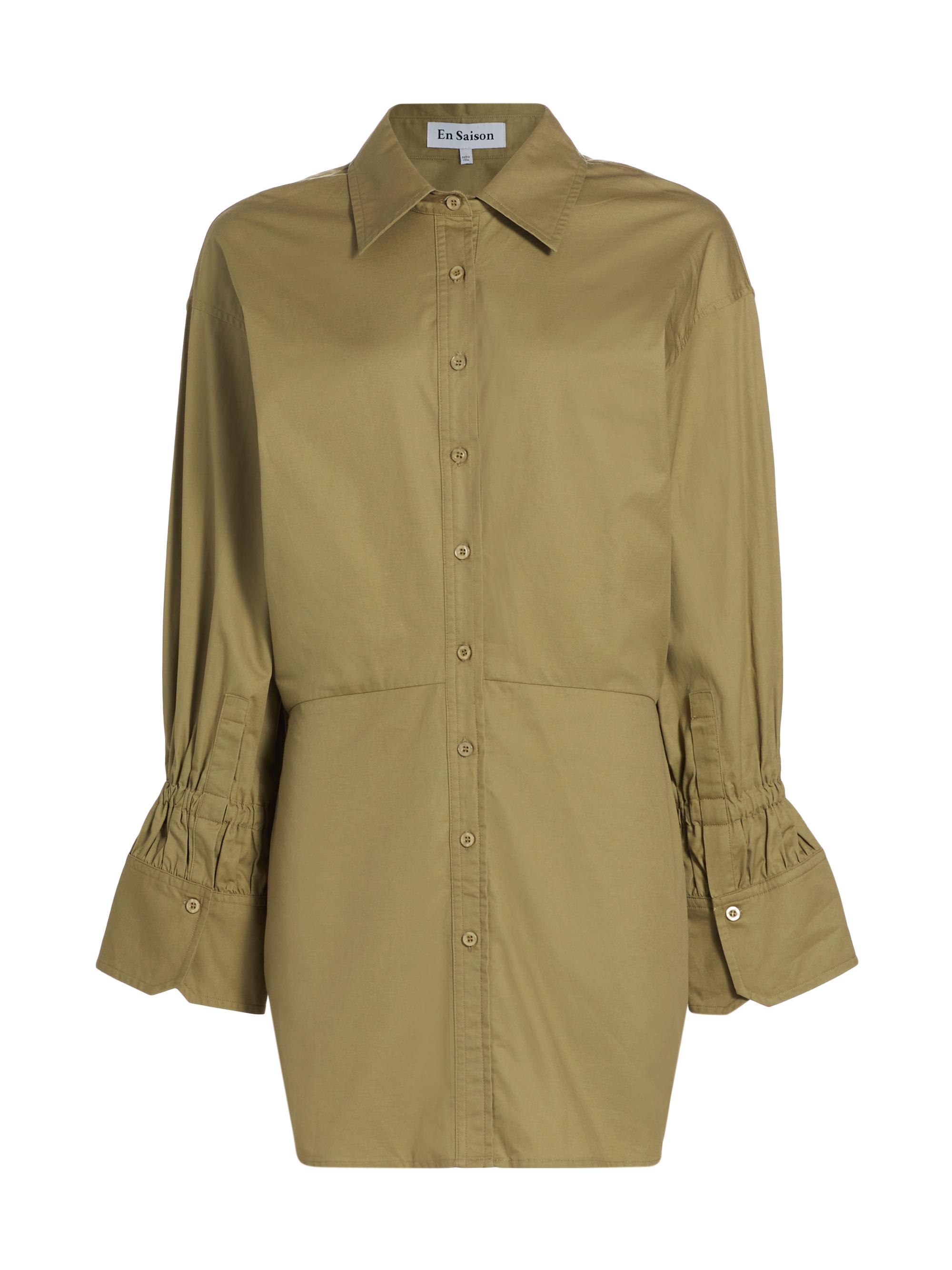 En Saison Women's Hardin Cotton Mini Shirtdress - Sage