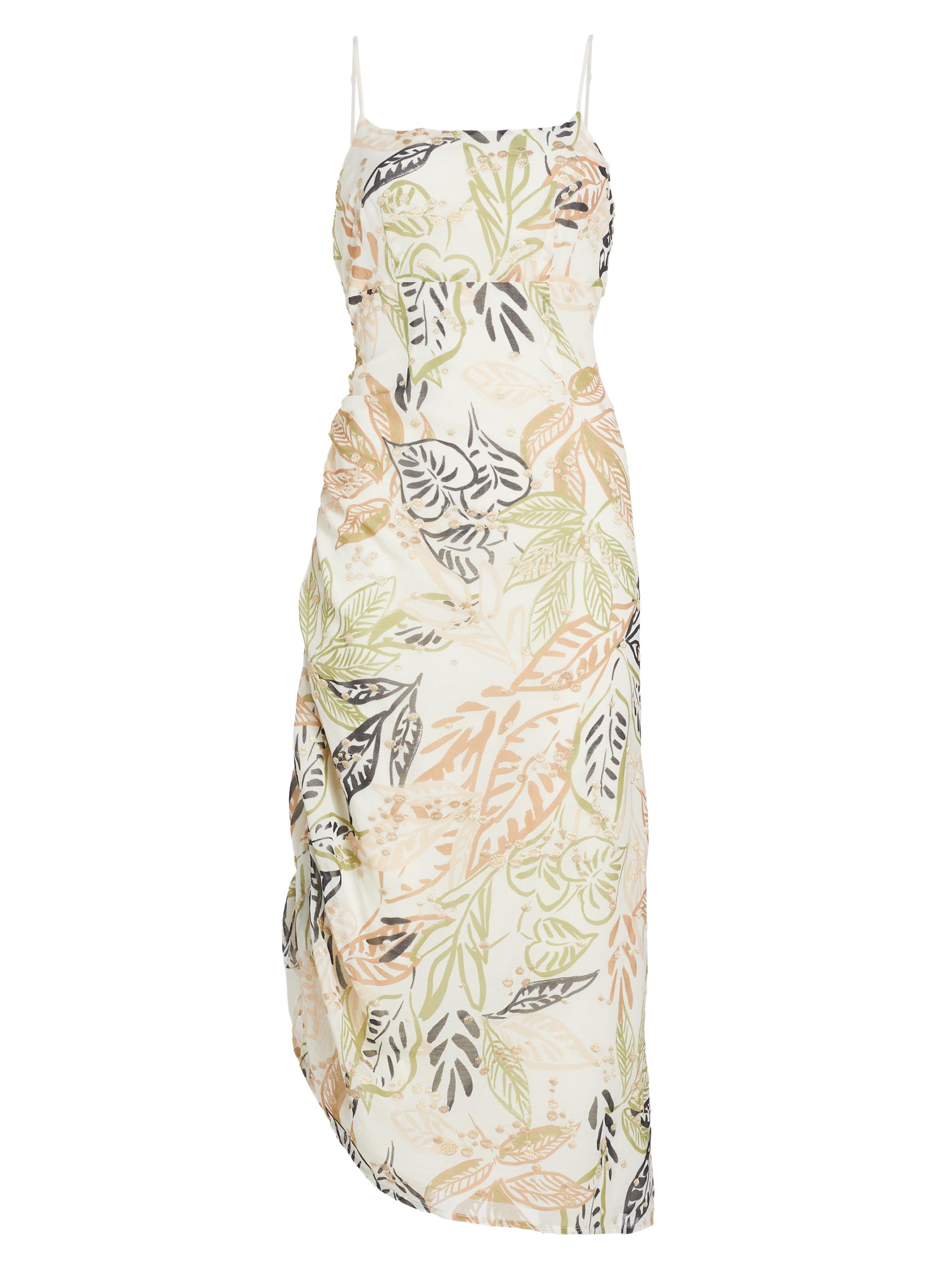 En Saison Women's Nina Embroidered Ruched Midi-Dress - Tropical Khaki
