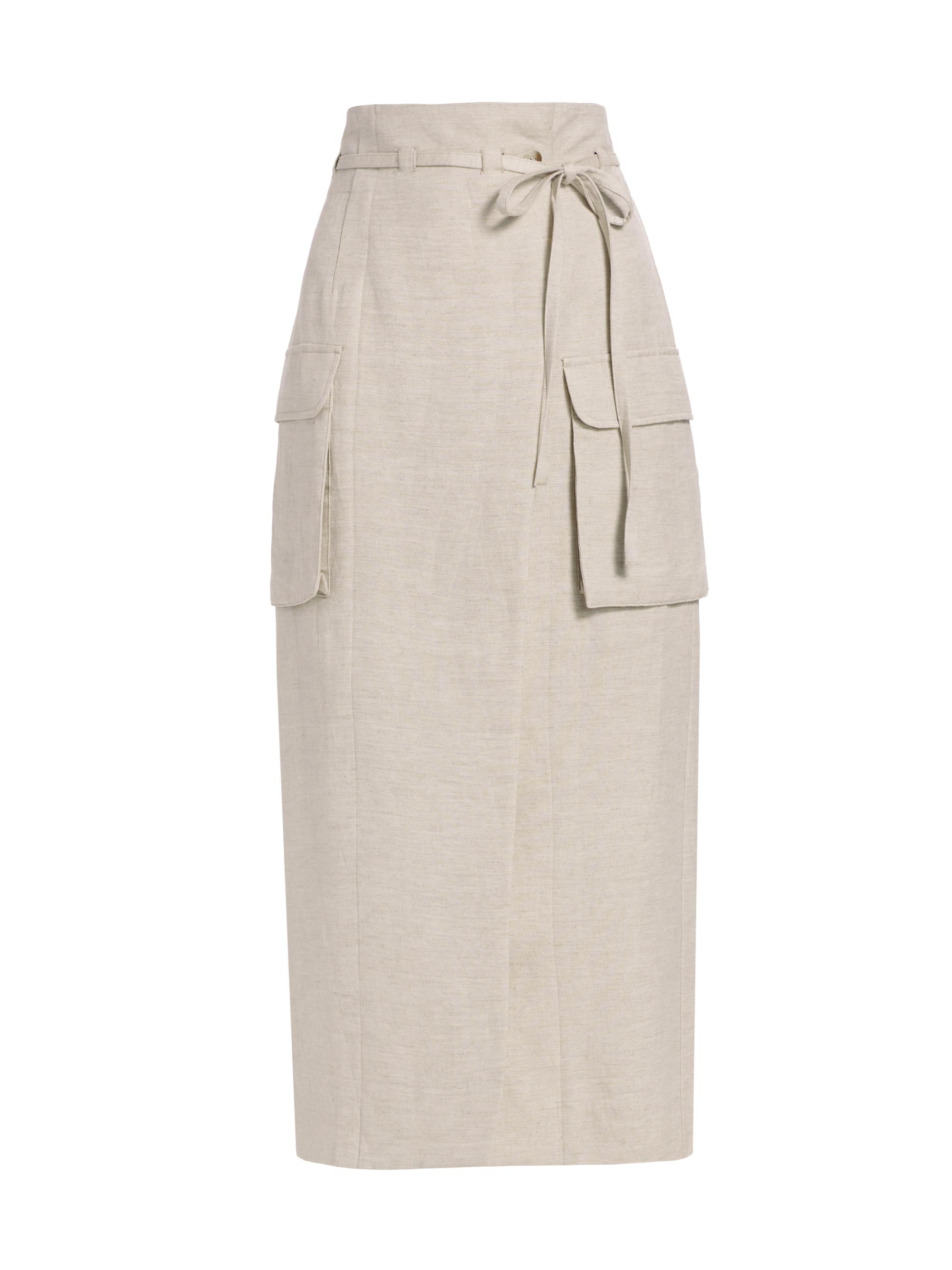 ASTR The Label Women's Nara Linen-Blend Pencil Skirt - Oatmeal