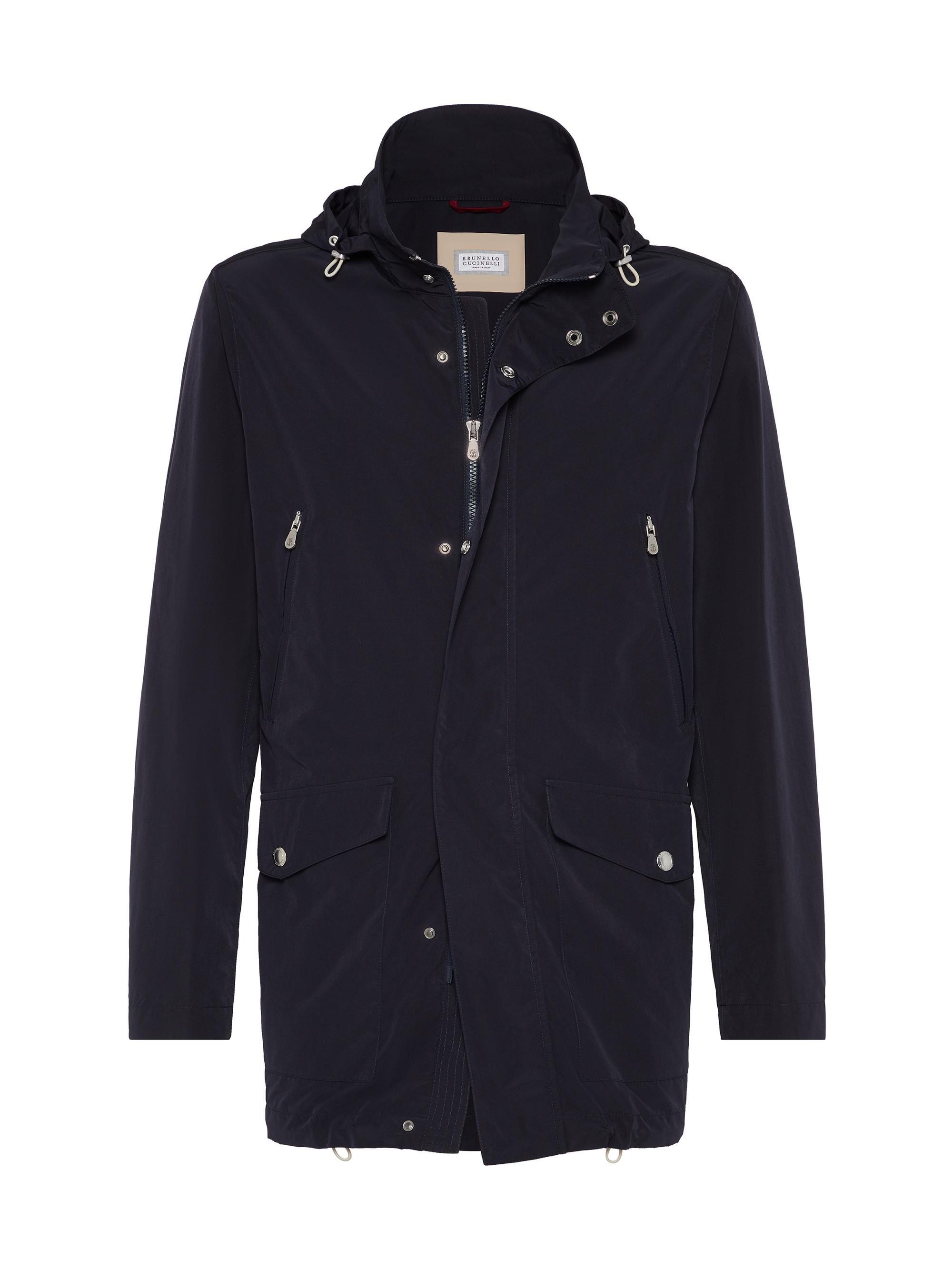 Brunello Cucinelli Men's Water Resistant Microfiber Parka With Detachable Hood - Cobalt