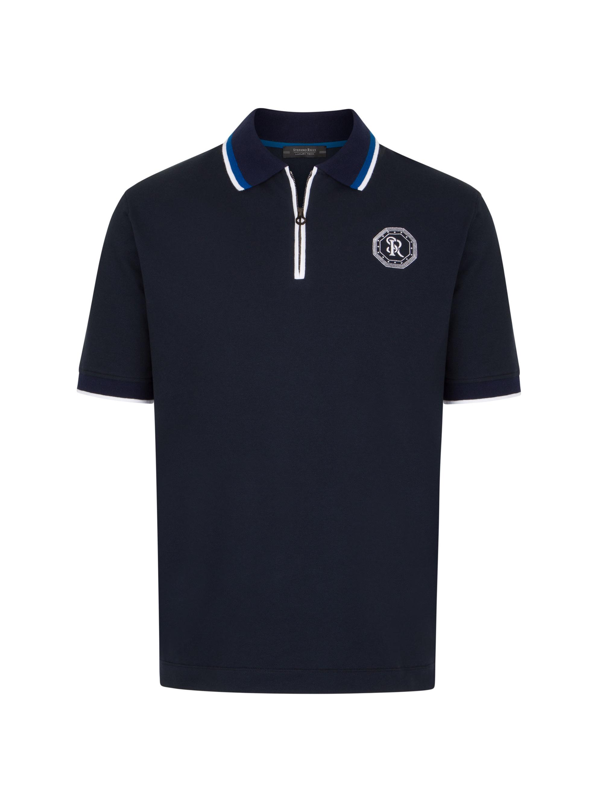 Stefano Ricci Men's Zip Polo Shirt - Blue