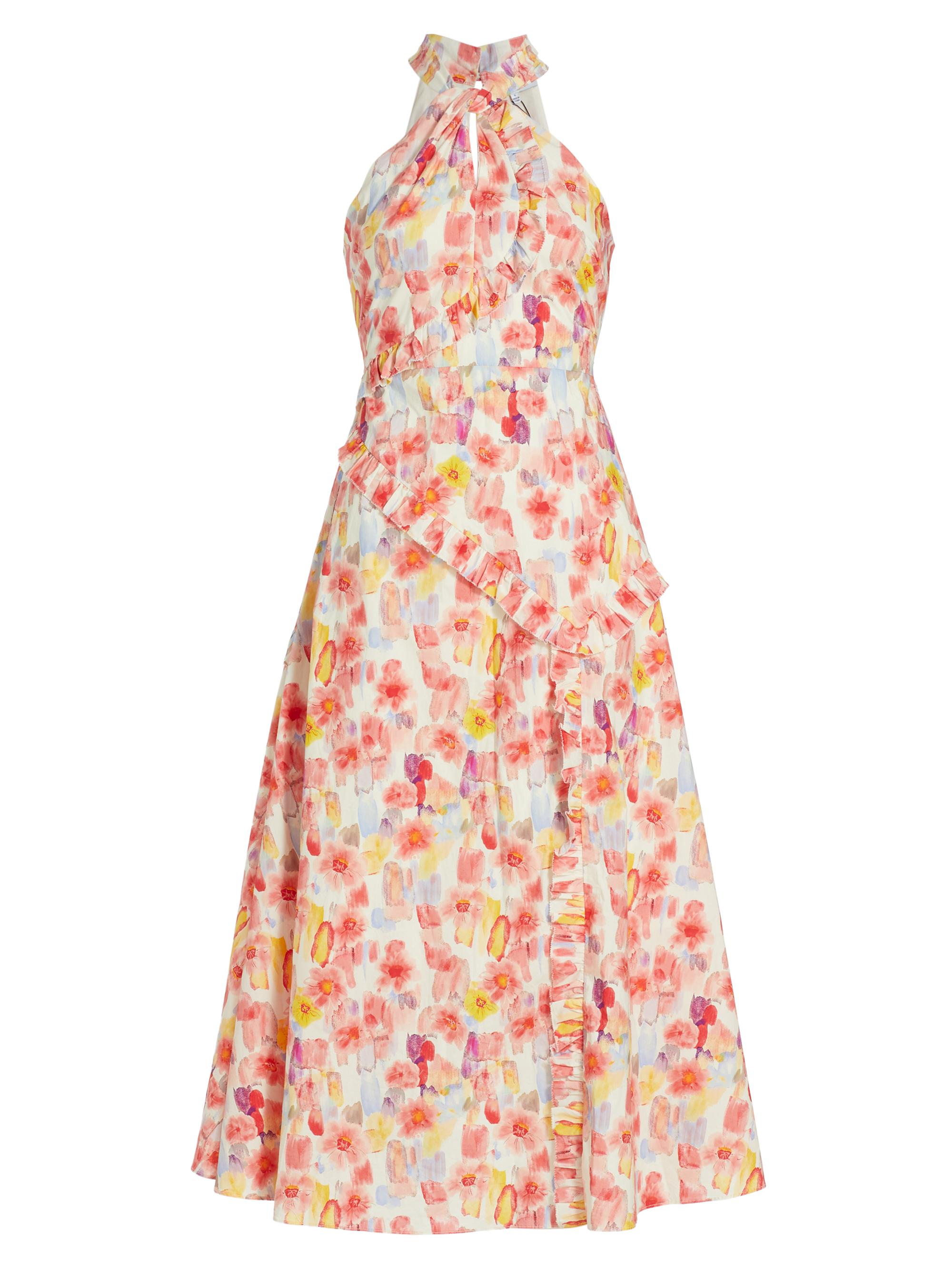 En Saison Women's Giada Cotton Halterneck Maxi Dress - Coral Multi