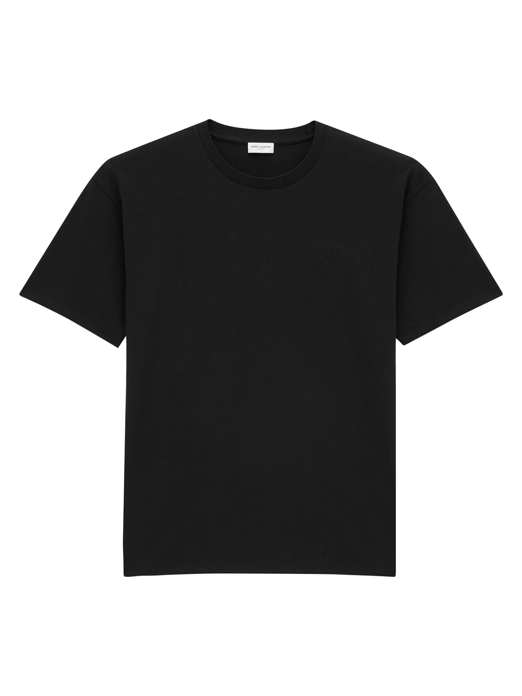 Saint Laurent Men's Cassandre T-Shirt in Pique - Black