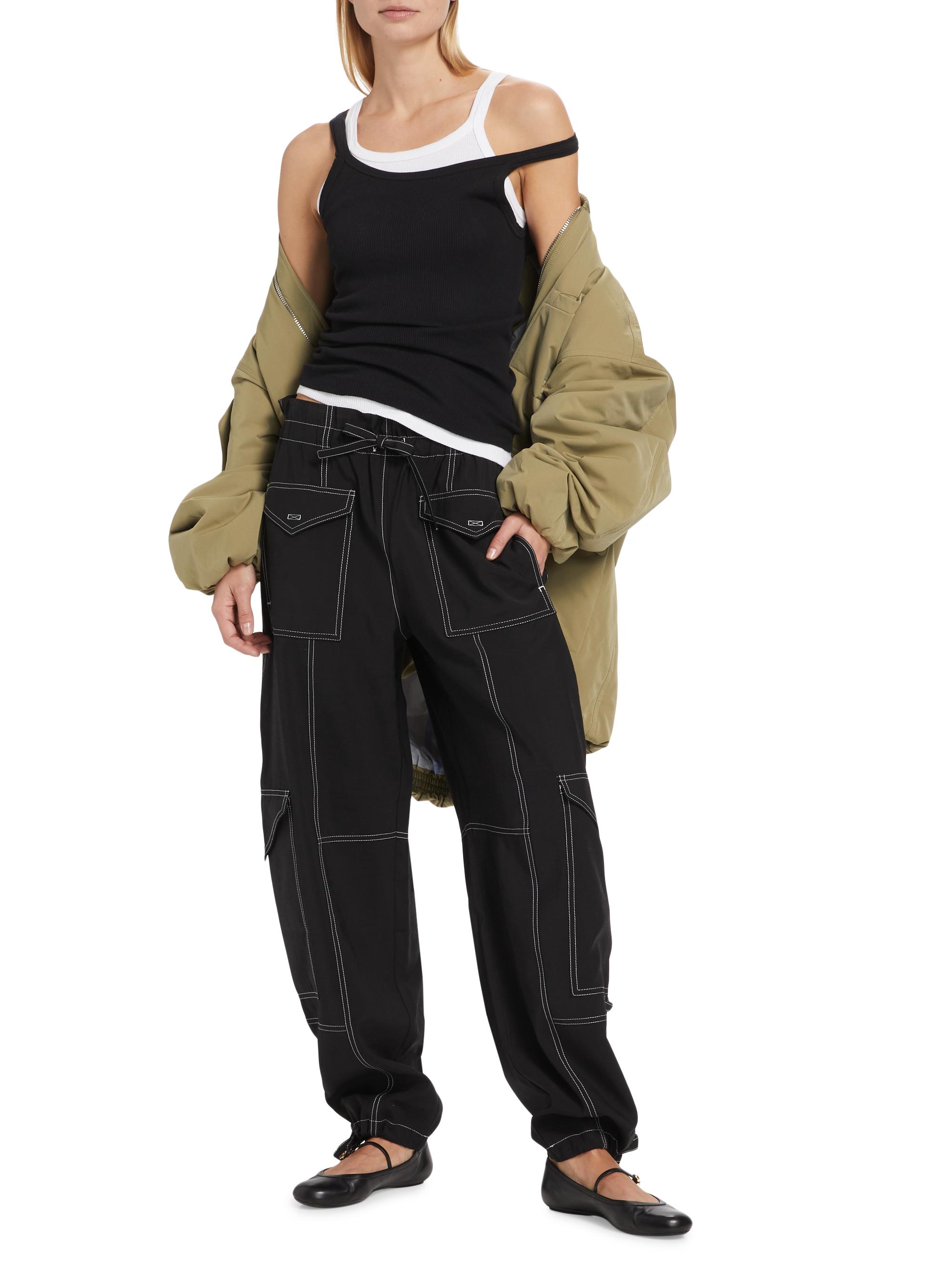 Ganni Wide-Leg Drawstring Cargo Pants | Saks Fifth Avenue