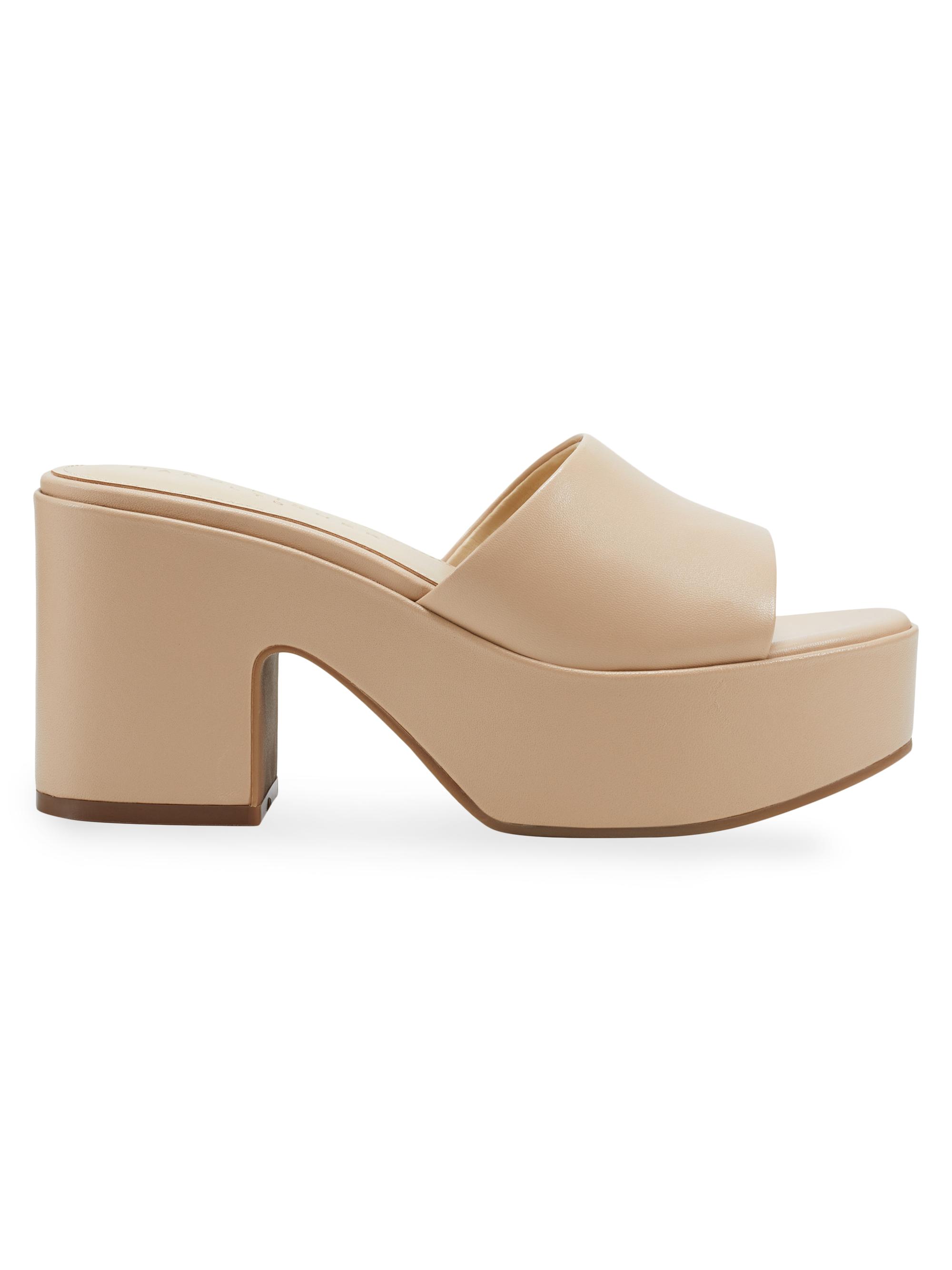 Marc Fisher LTD Women's Leather Platform Mules - Light Natural