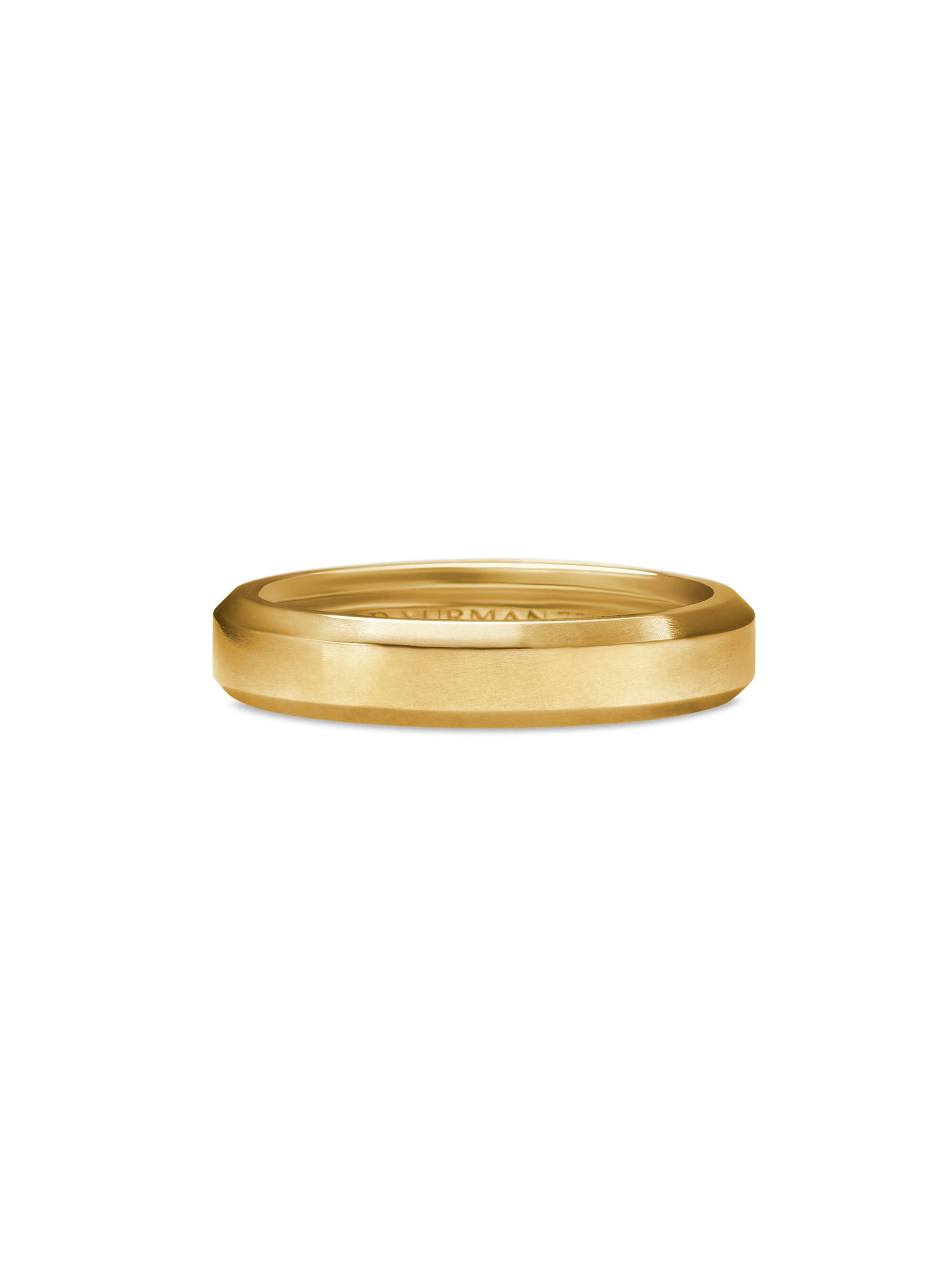 David Yurman Men's Beveled Band Ring in 18K Yellow Gold, 4MM - Gold