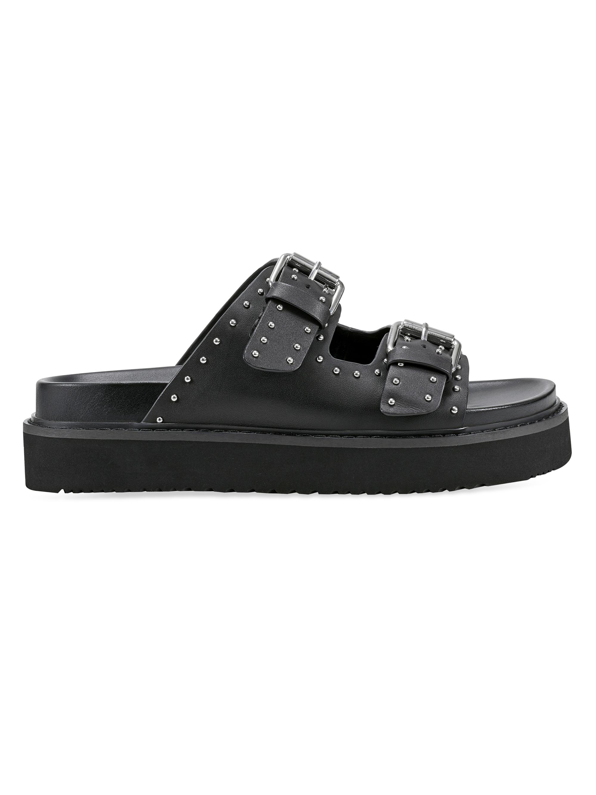 Marc Fisher LTD Women's Mlagusta Buckled Leather Slides - Black  Sandals