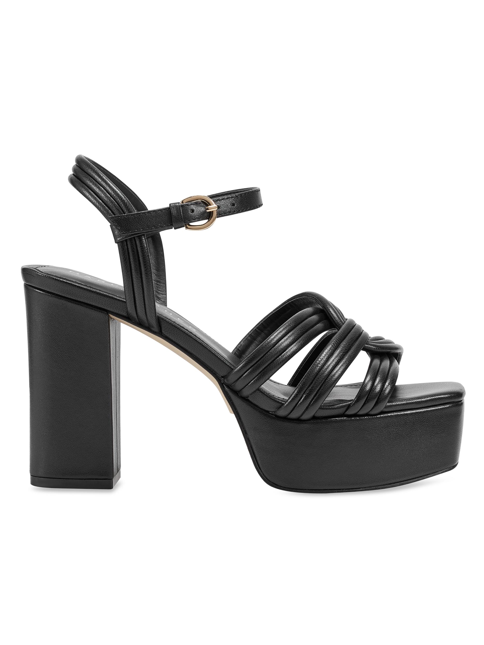 Marc Fisher LTD Women's Cairo 100MM Leather Platform Sandals - Black