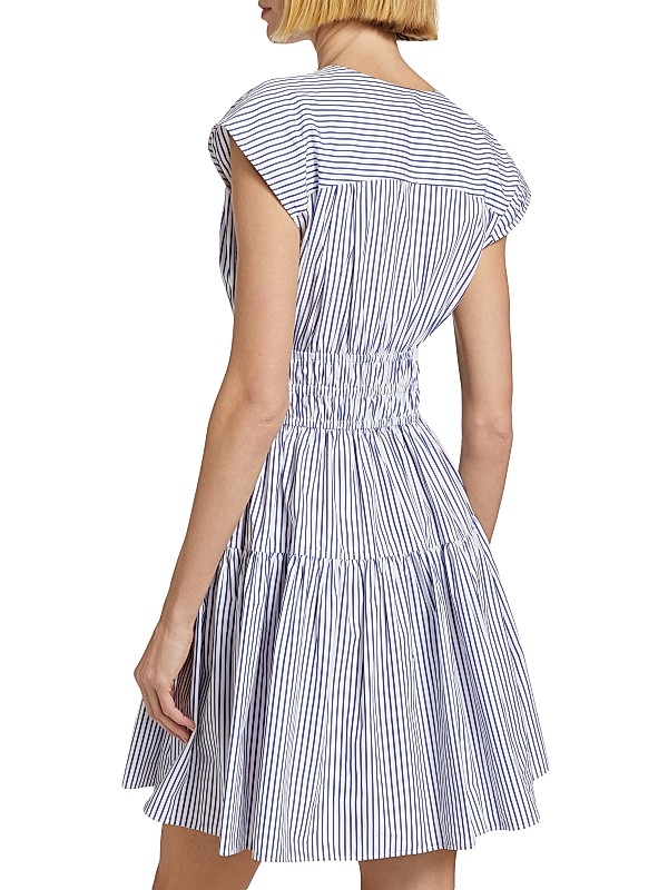 Shop Derek Lam 10 Crosby Tora Striped Smocked Minidress Shop Derek Lam 10 Crosby Tora Striped Smocked Minidress