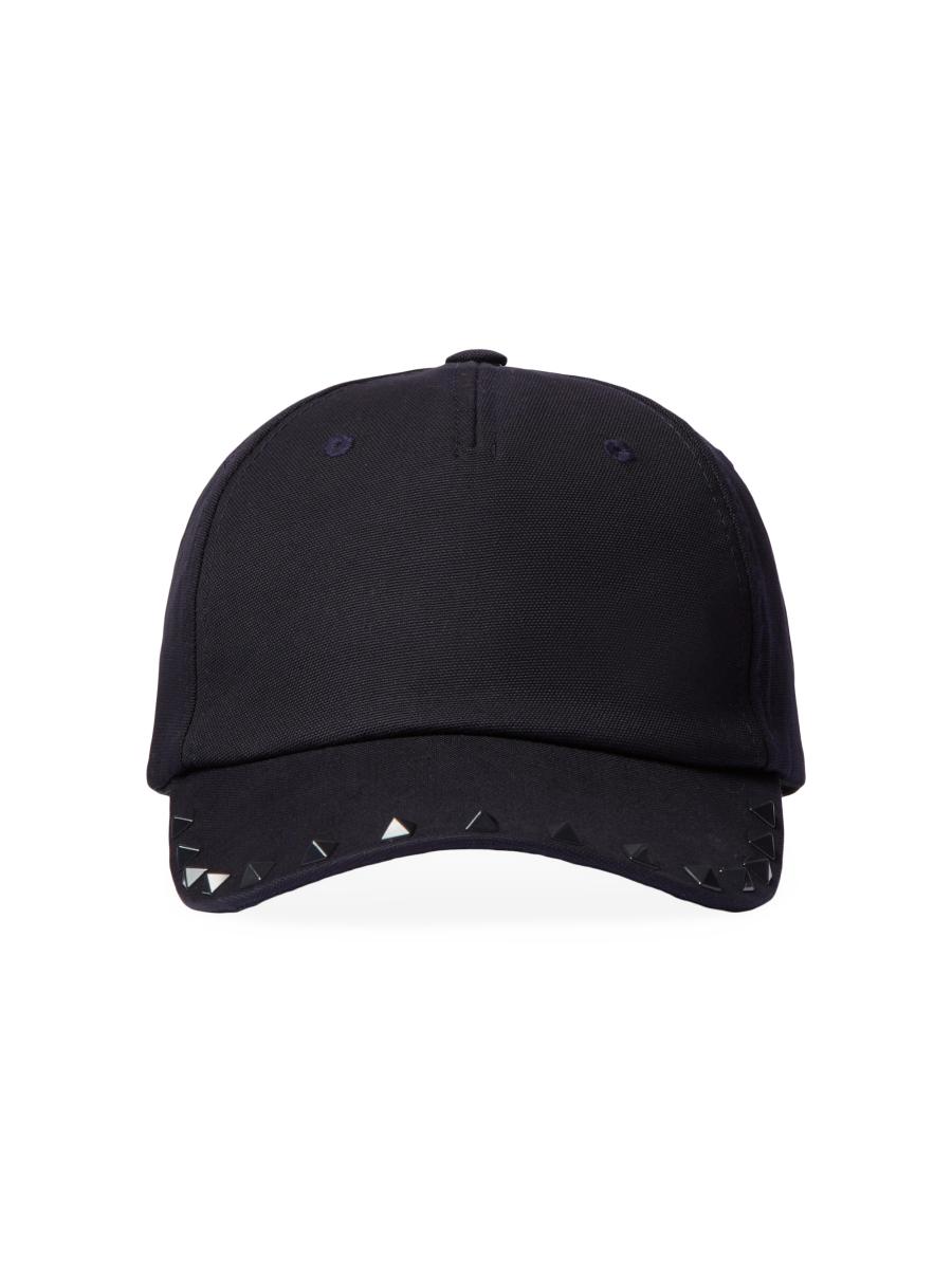 キャップ VALENTINO Black stretch cotton baseball cap Valentino Garavani Cotton Baseball Cap with Embroidery