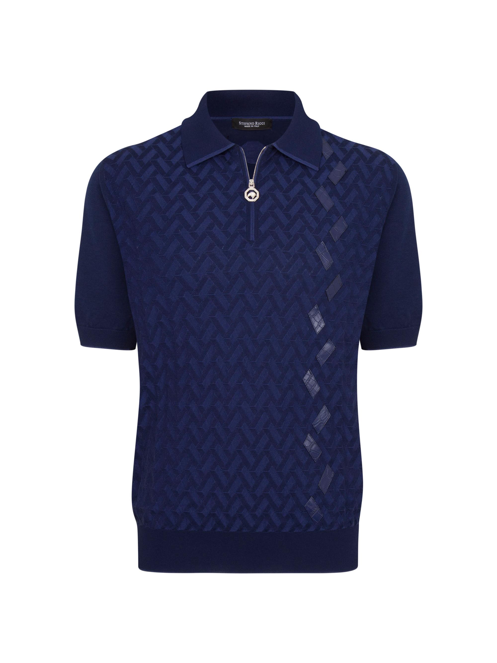 Stefano Ricci Men's Zip Polo Shirt - Black