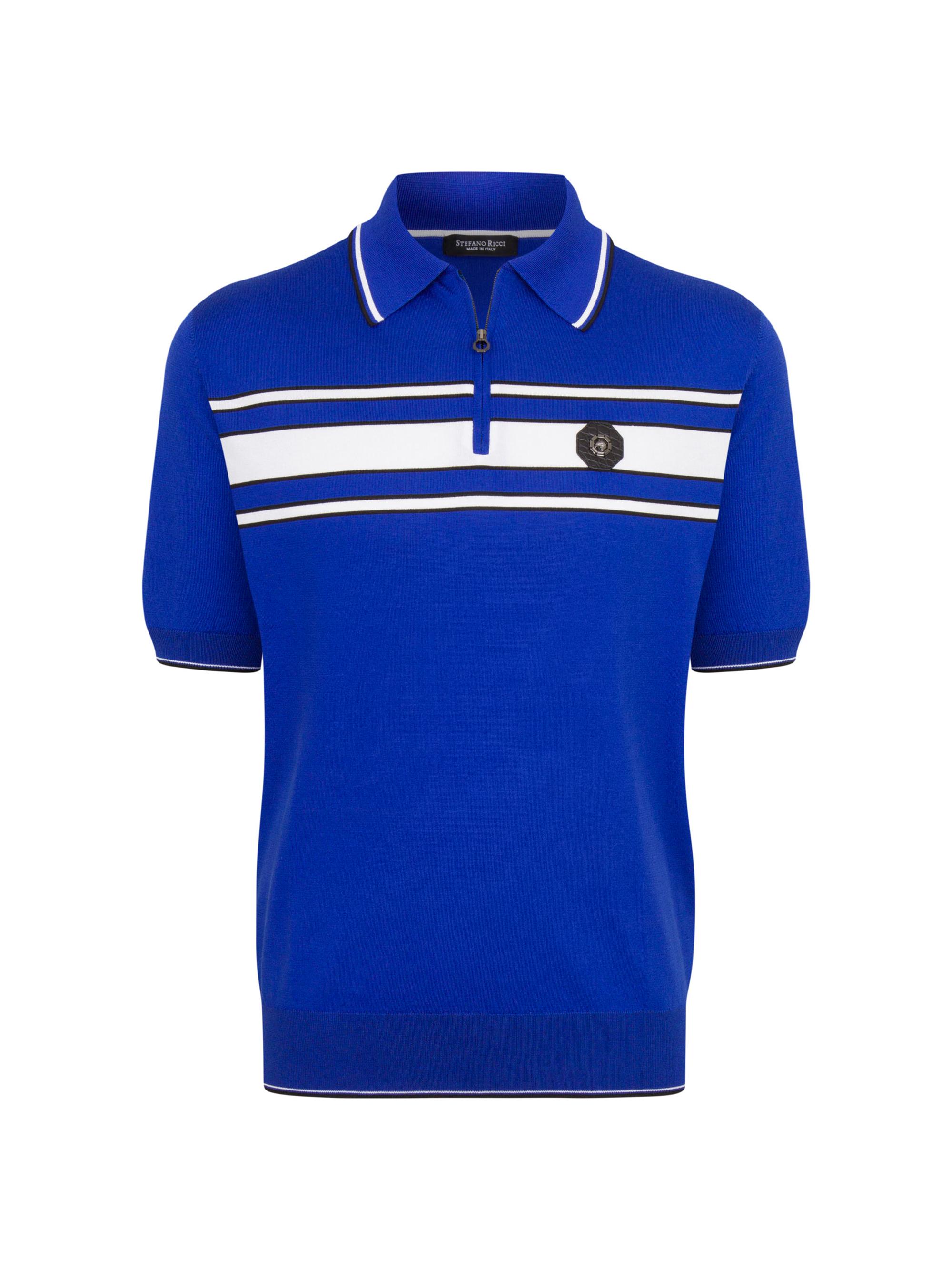 Stefano Ricci Men's Zip Polo Shirt - Blue