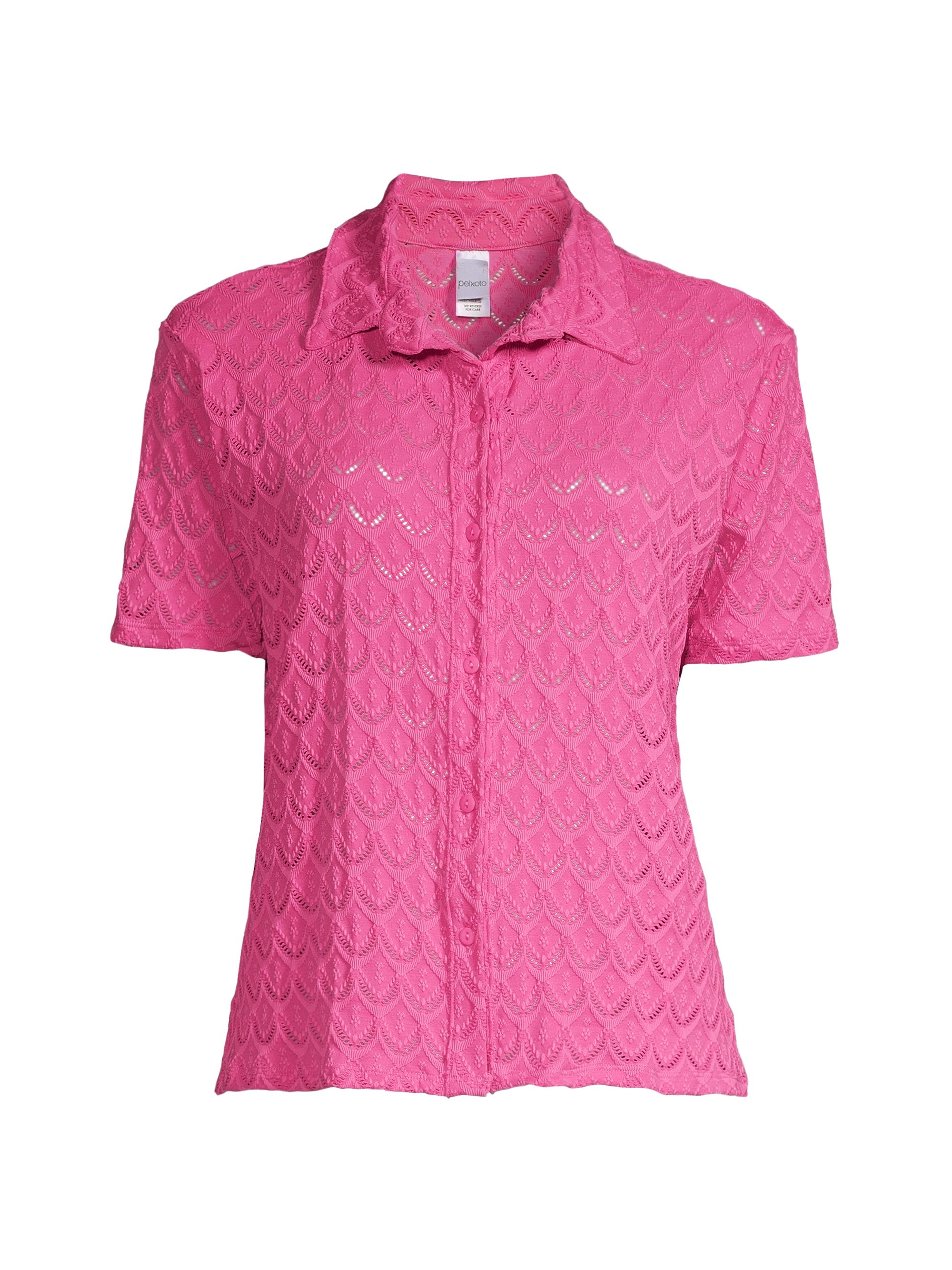 Peixoto Women's Zina Embroidered Button-Front Shirt - Pink Athena