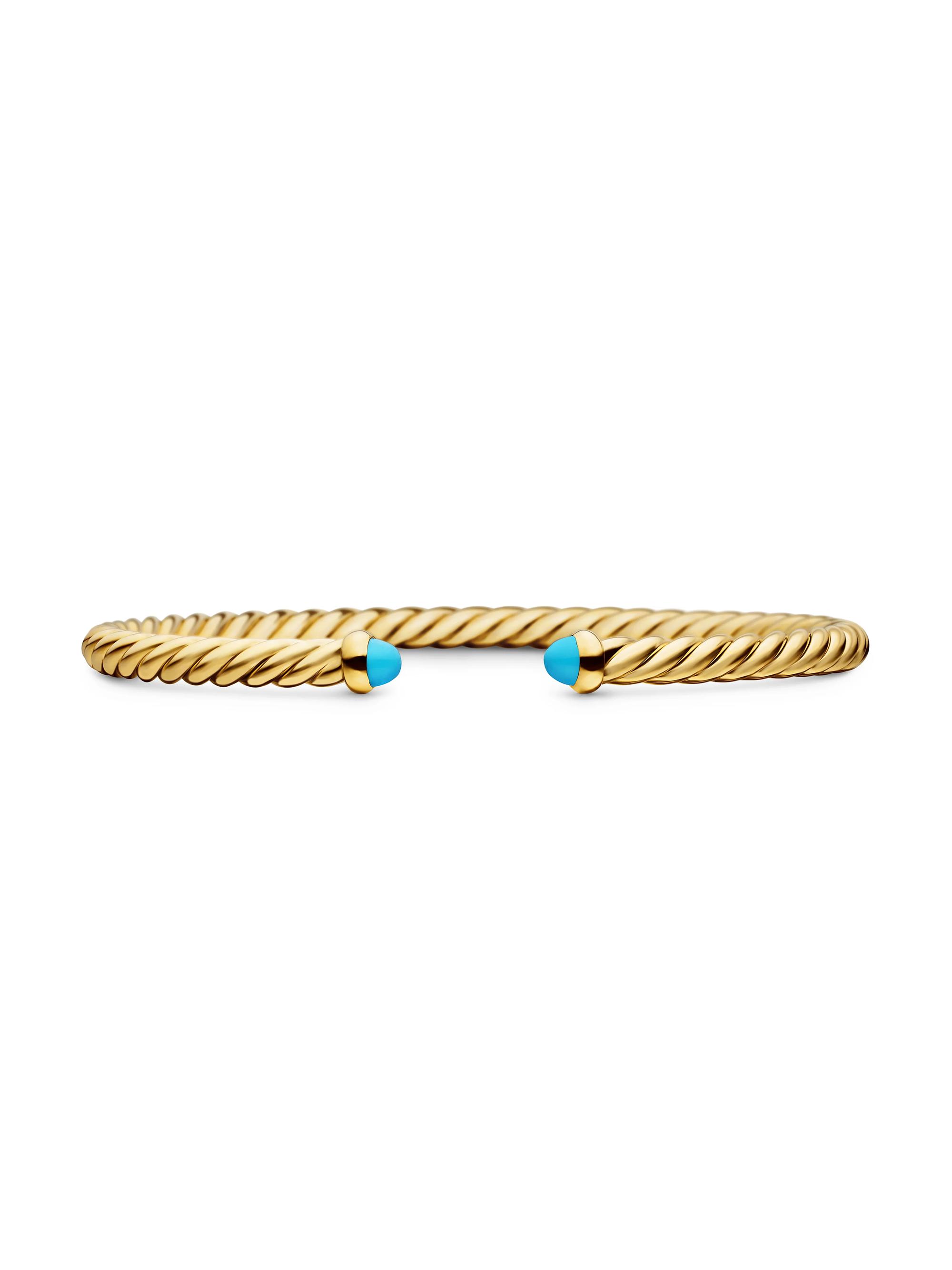 David Yurman Women's Modern Cablespira Bracelet in 18K Yellow Gold - Turquoise