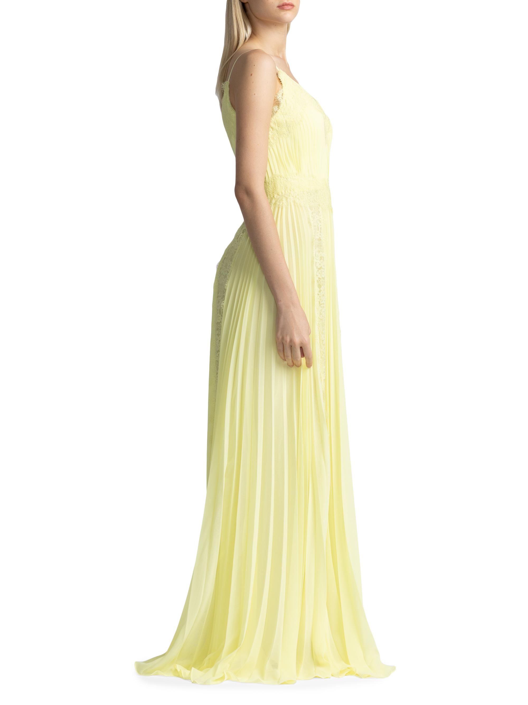 Zac Posen Lace-Trimmed Pleated Chiffon Gown | Saks Fifth Avenue