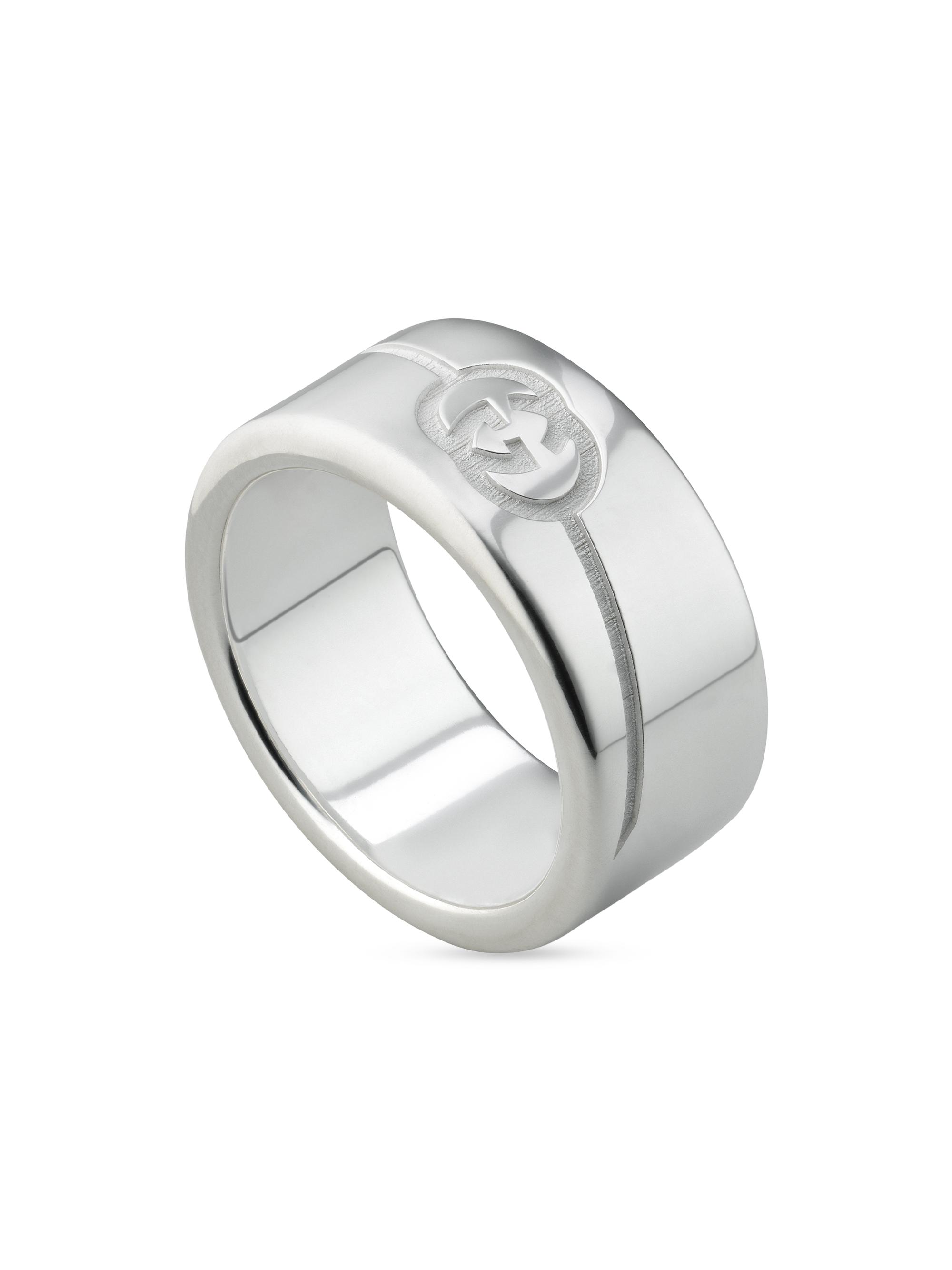 Gucci Men's  Tag Wide Ring - Silver