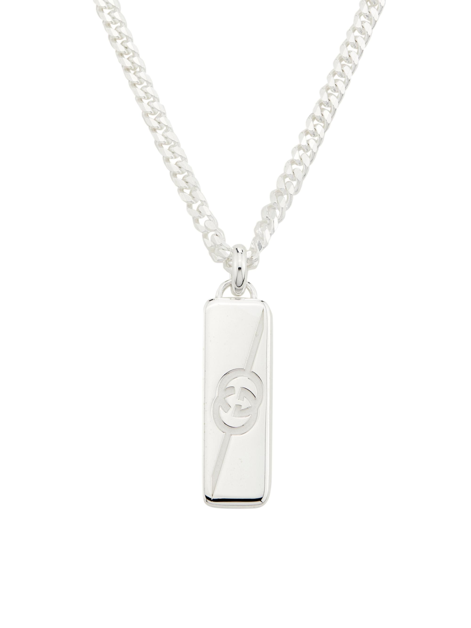 Gucci Men's  Tag Necklace - Silver