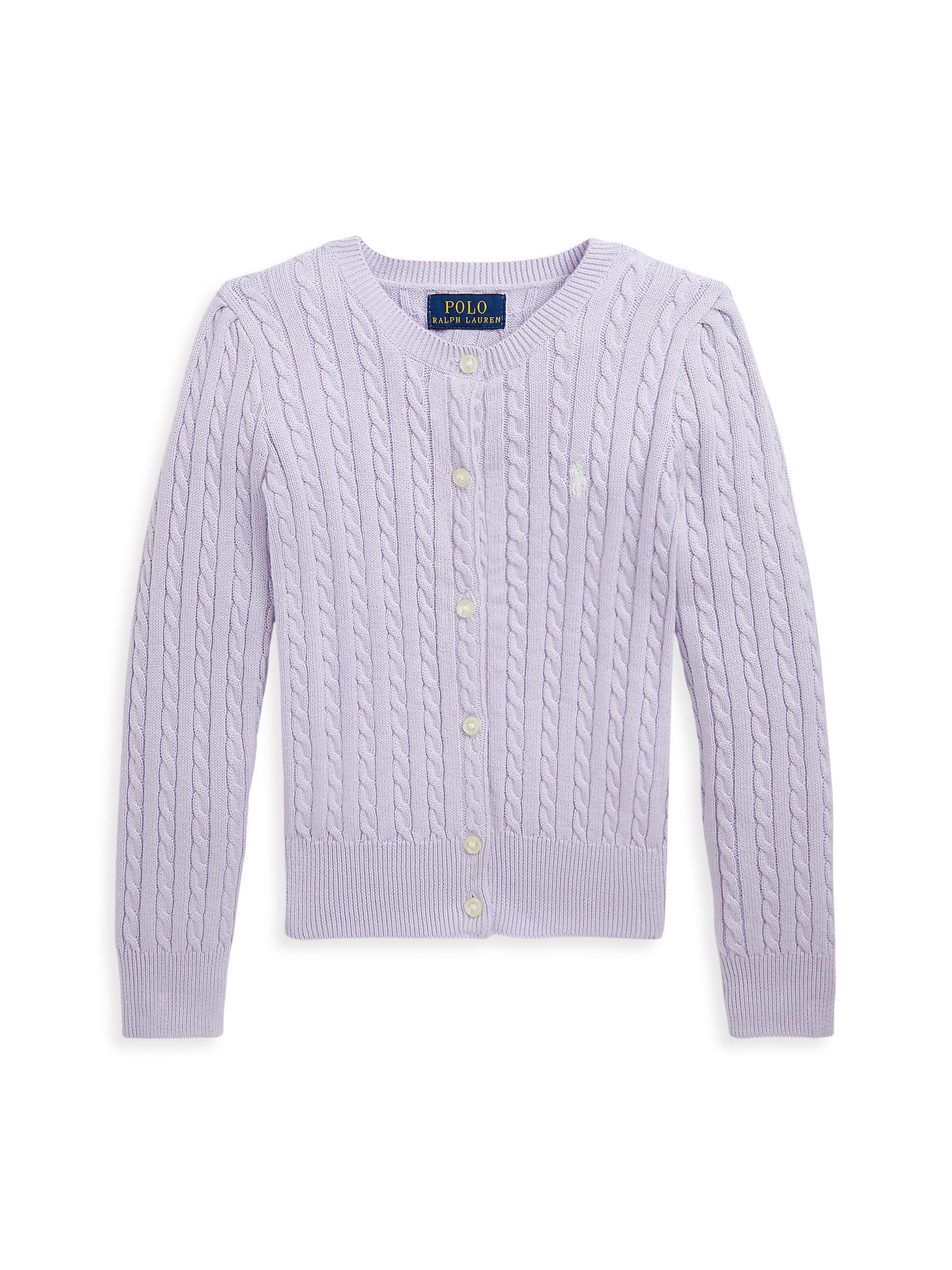 Little Girl's & Girl's Cable-Knit Polo Sweater